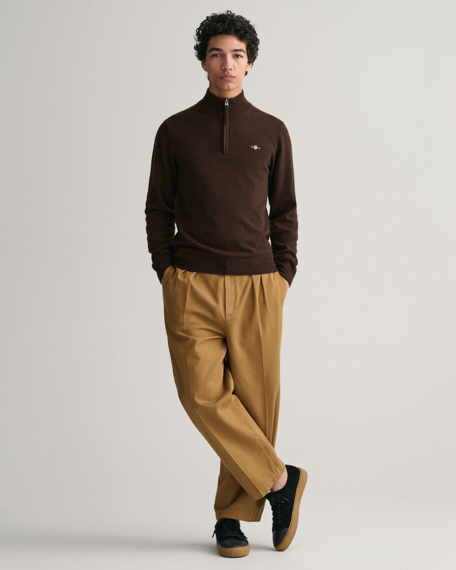 SUPERFINE LAMBSWOOL HALF ZIP