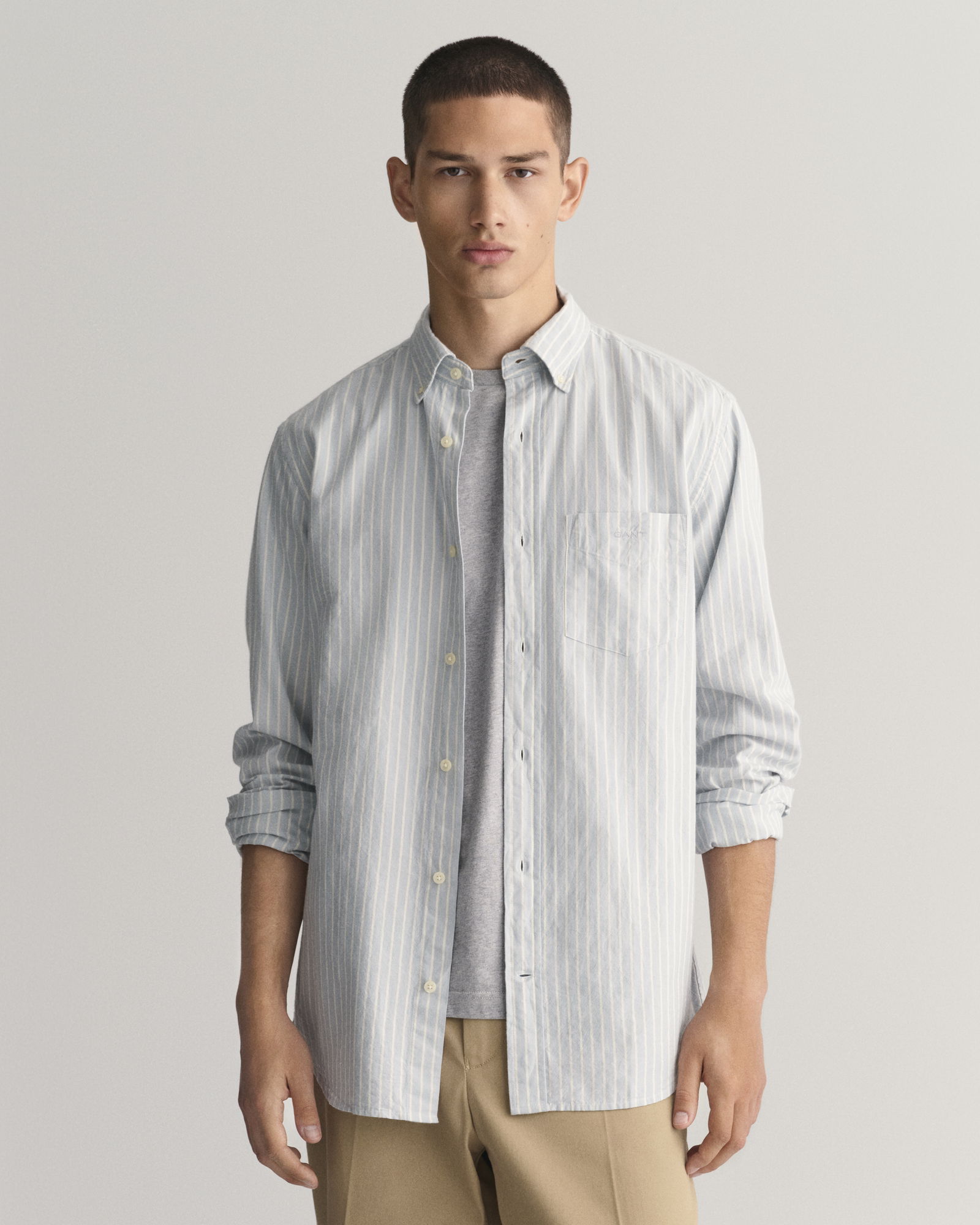 Regular Fit Striped Archive Oxford skjorte