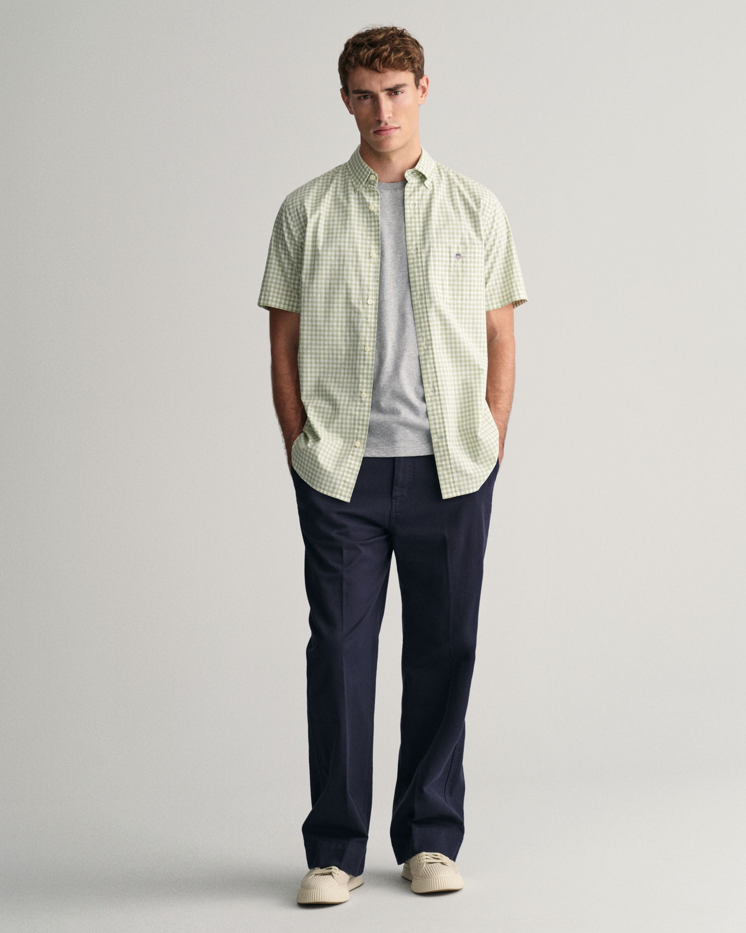 Regular Fit Gingham Poplin kortermet skjorte