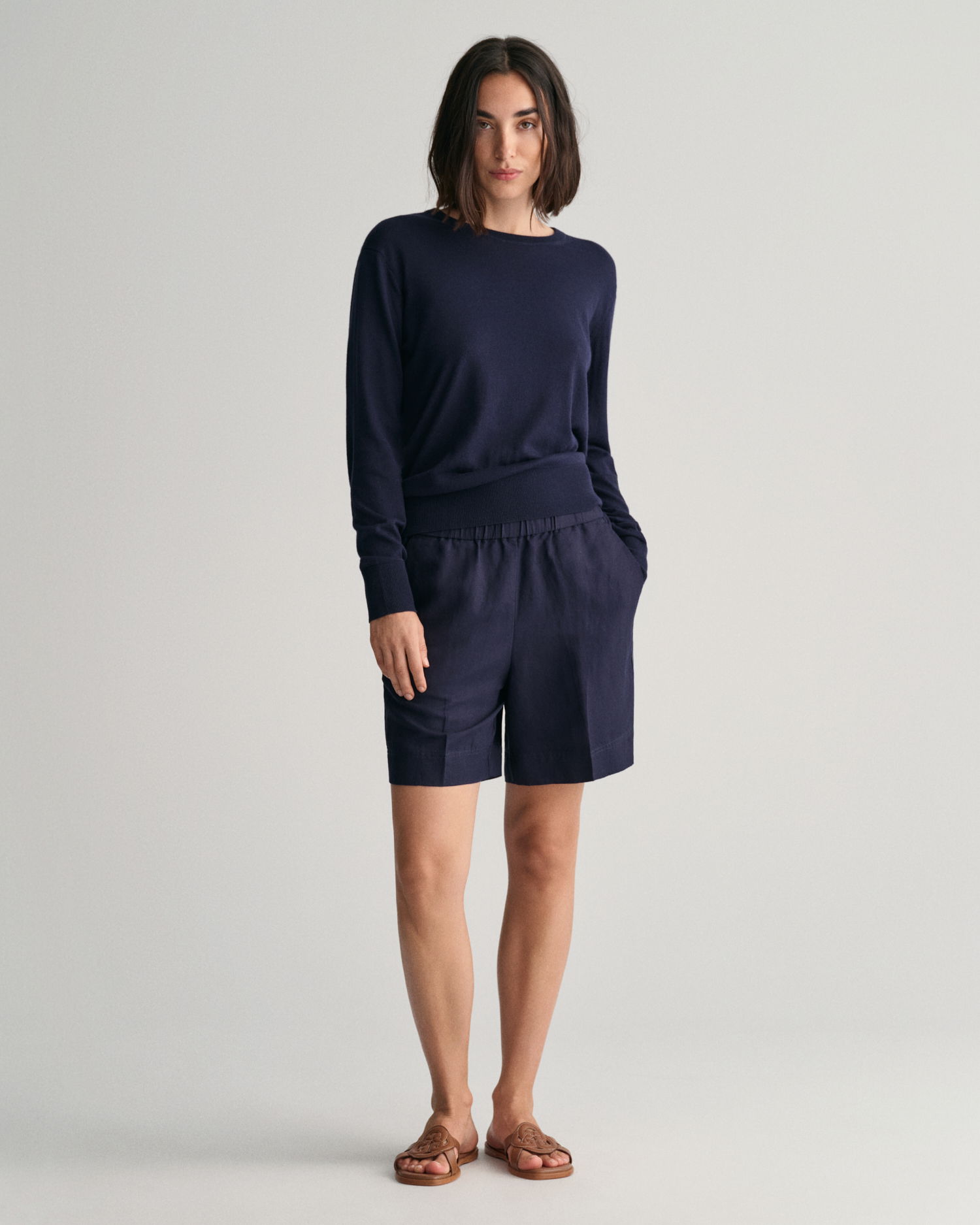 Pull-On-shorts i linblanding med avslappet passform