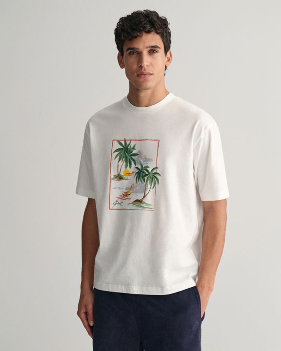 T-skjorte med Hawaii-inspirert trykk