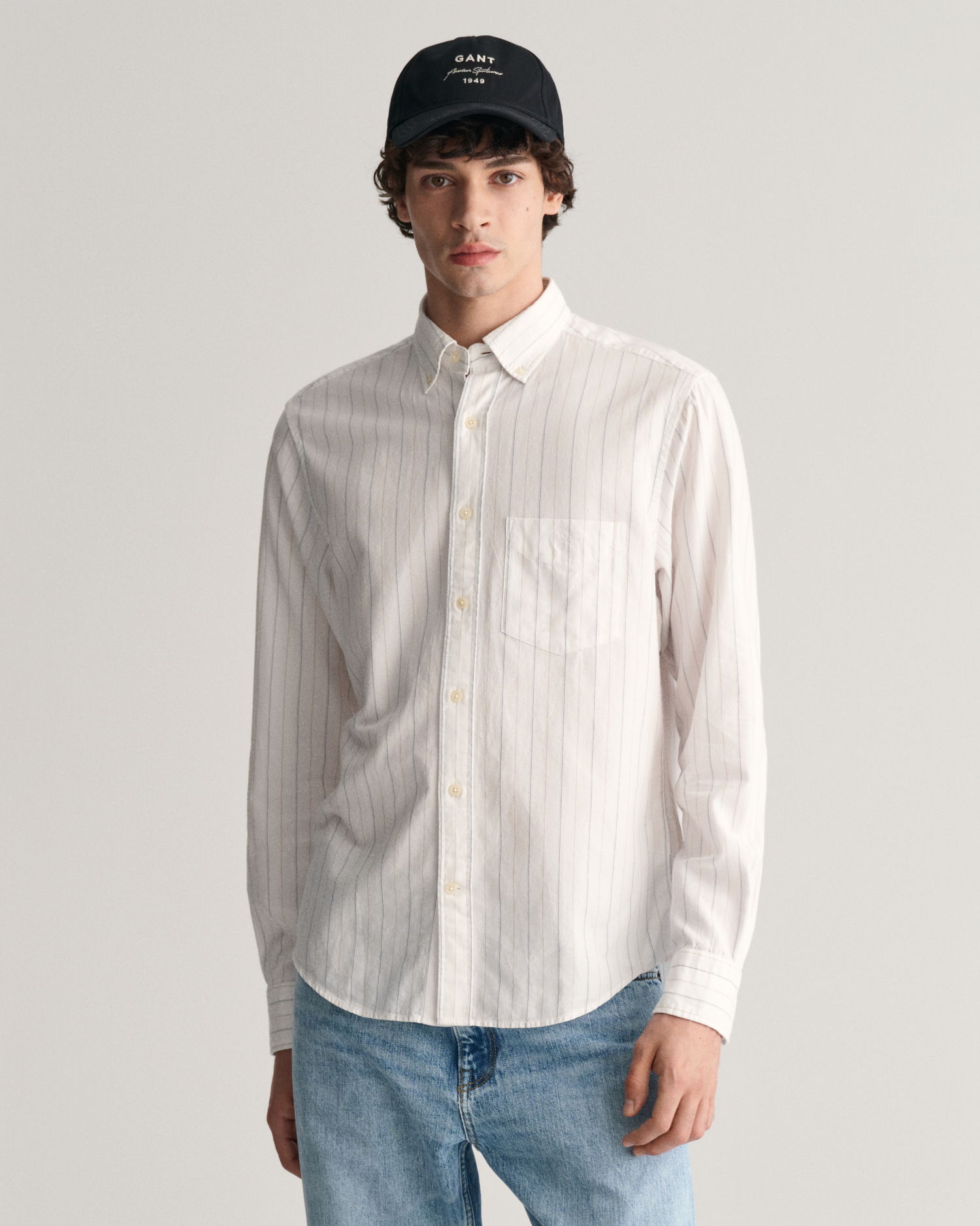 Regular Fit Striped Archive Oxford skjorte