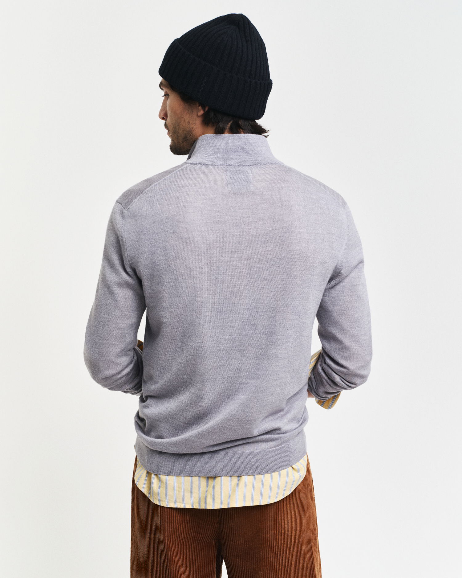 Genser i merinoull med half-zip
