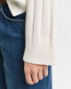 Bred ribbet v-hals genser i ull
