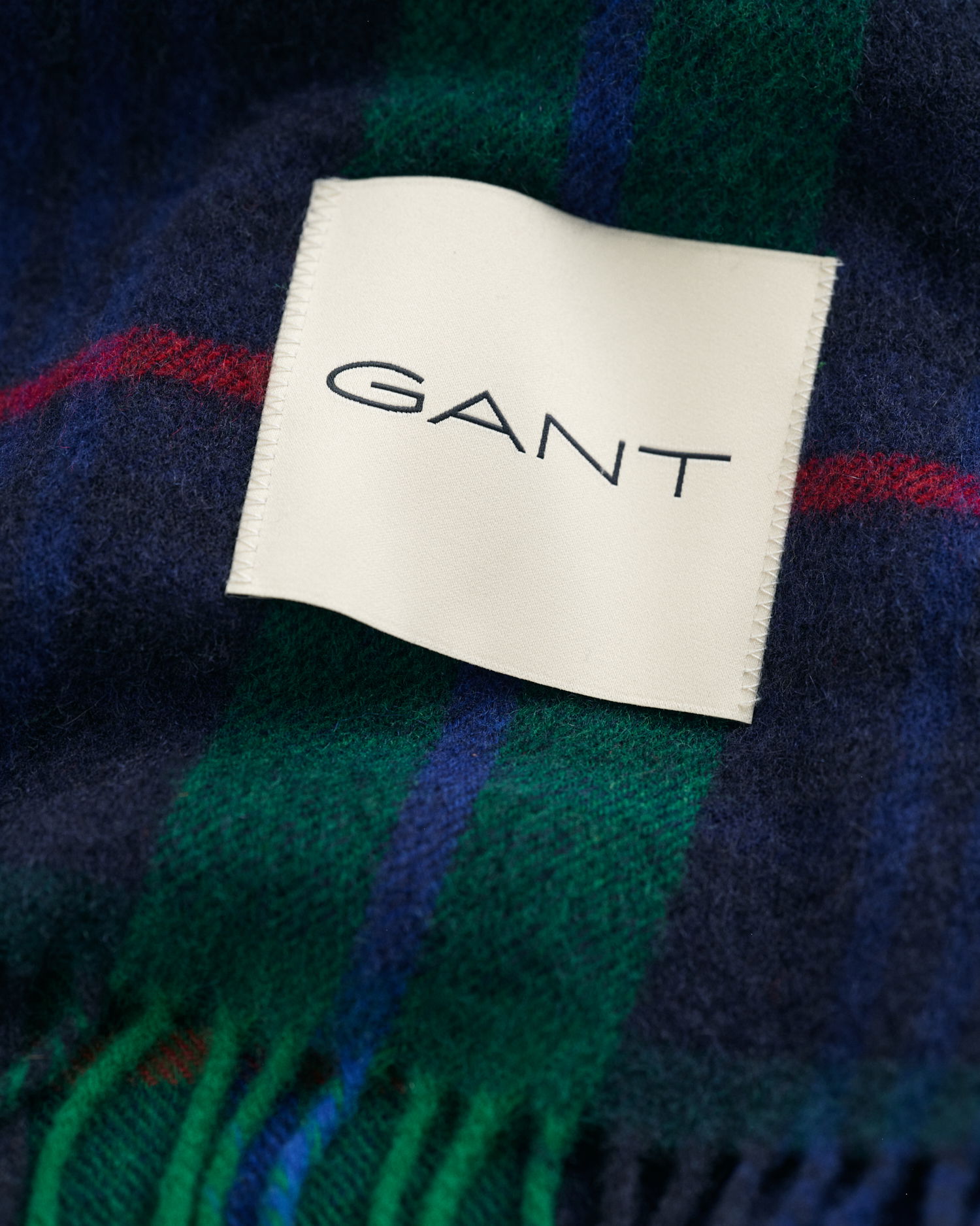 Rutet cashmere og ull skjerf