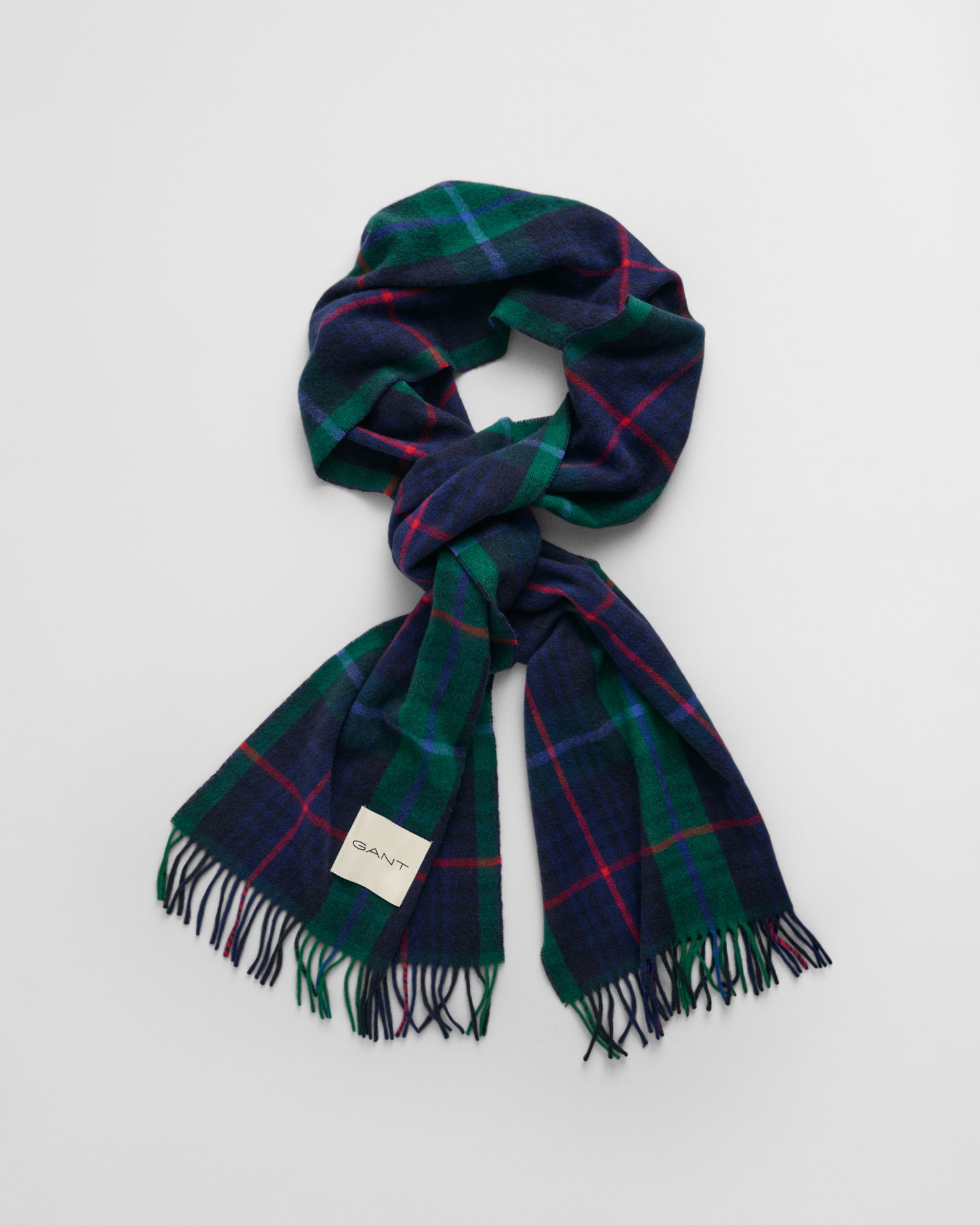 Rutet cashmere og ull skjerf