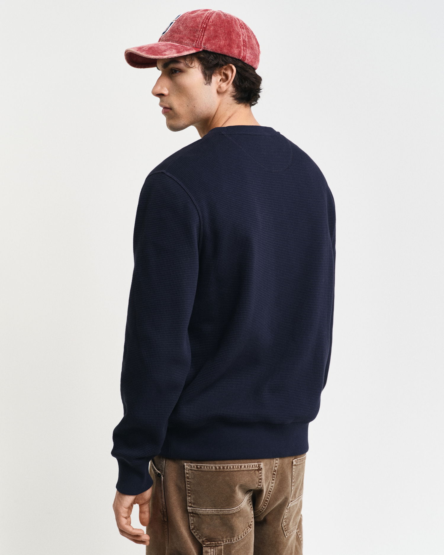 Vaffel teksturert sweatshirt med rund hals