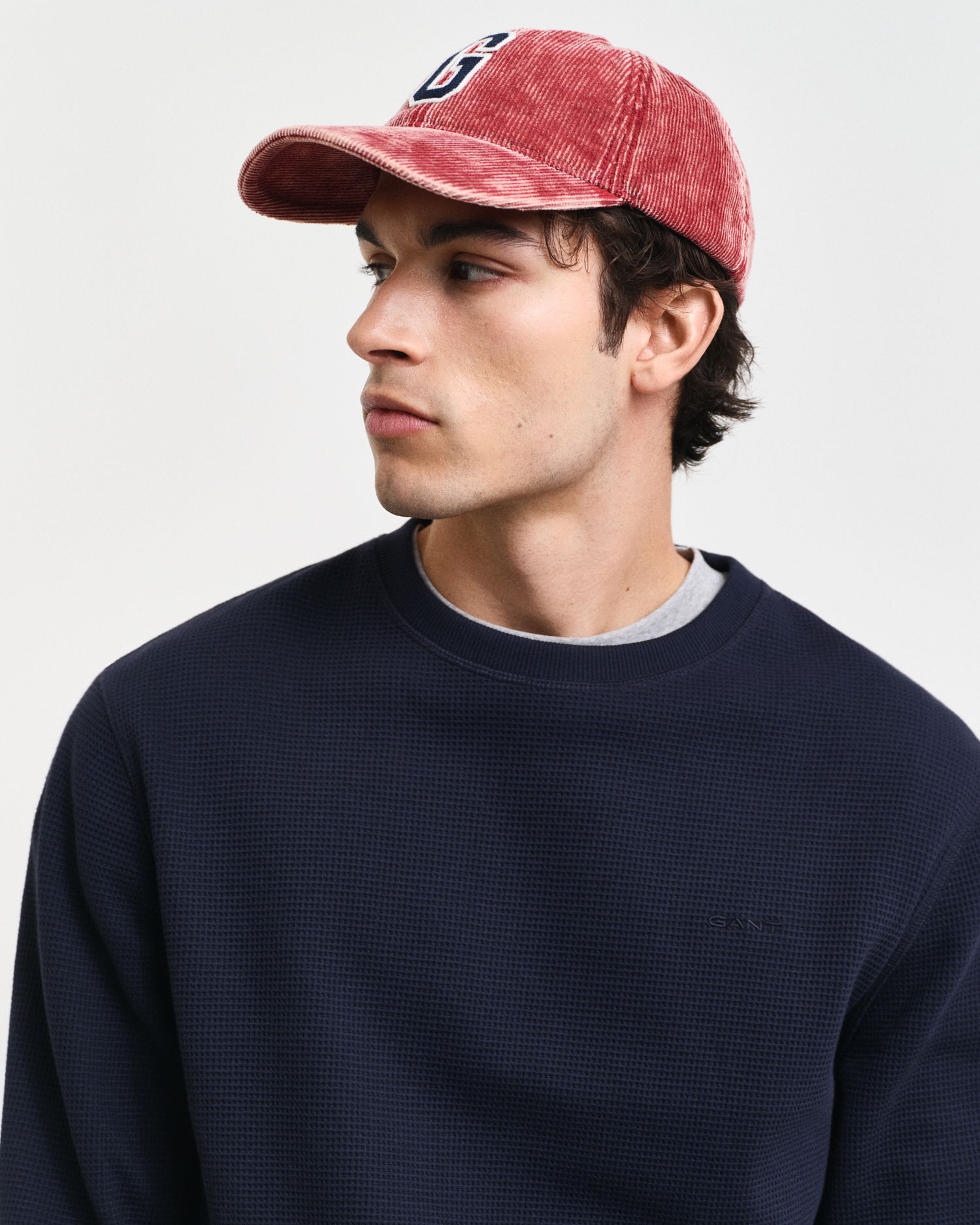 Vaffel teksturert sweatshirt med rund hals