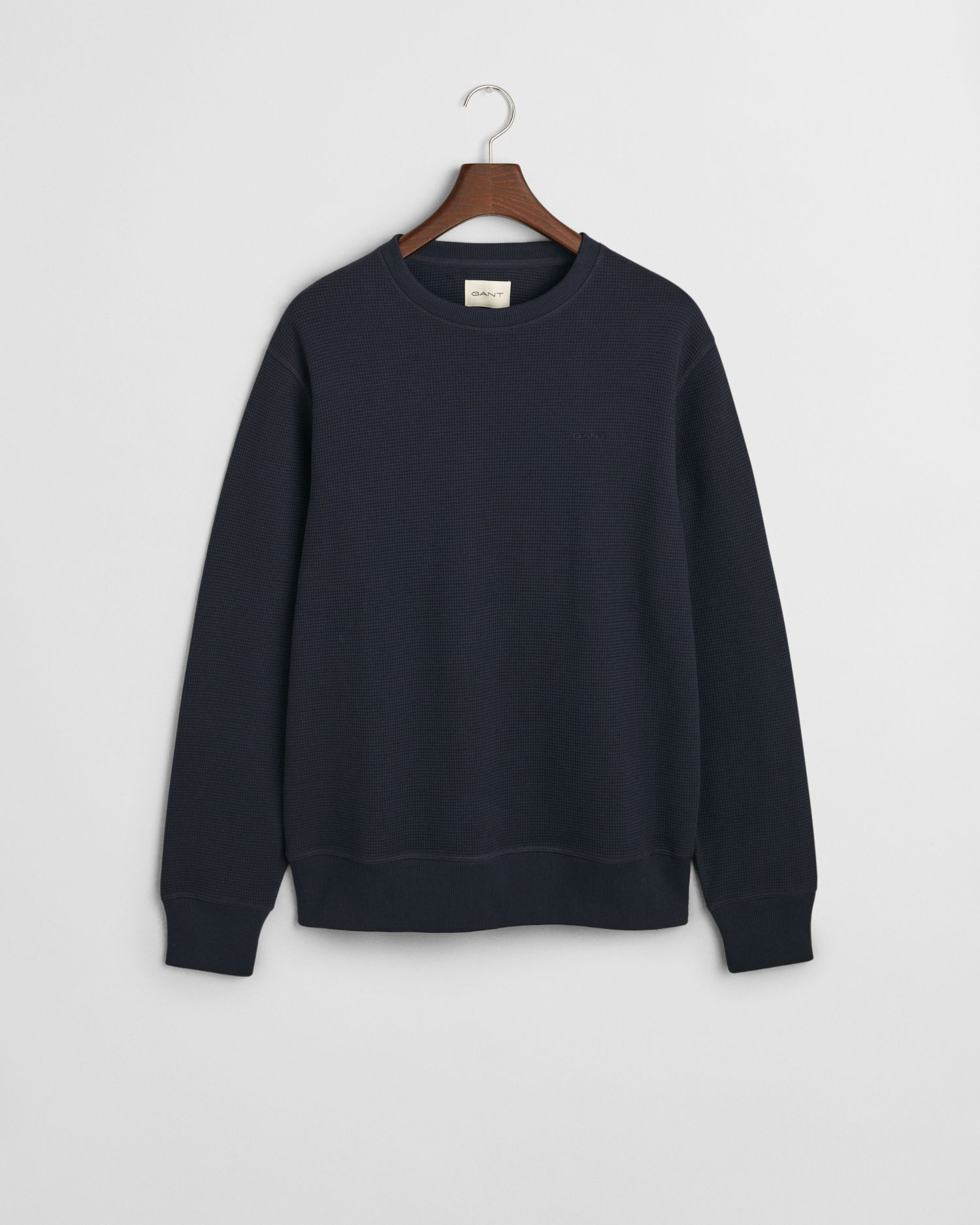 Vaffel teksturert sweatshirt med rund hals