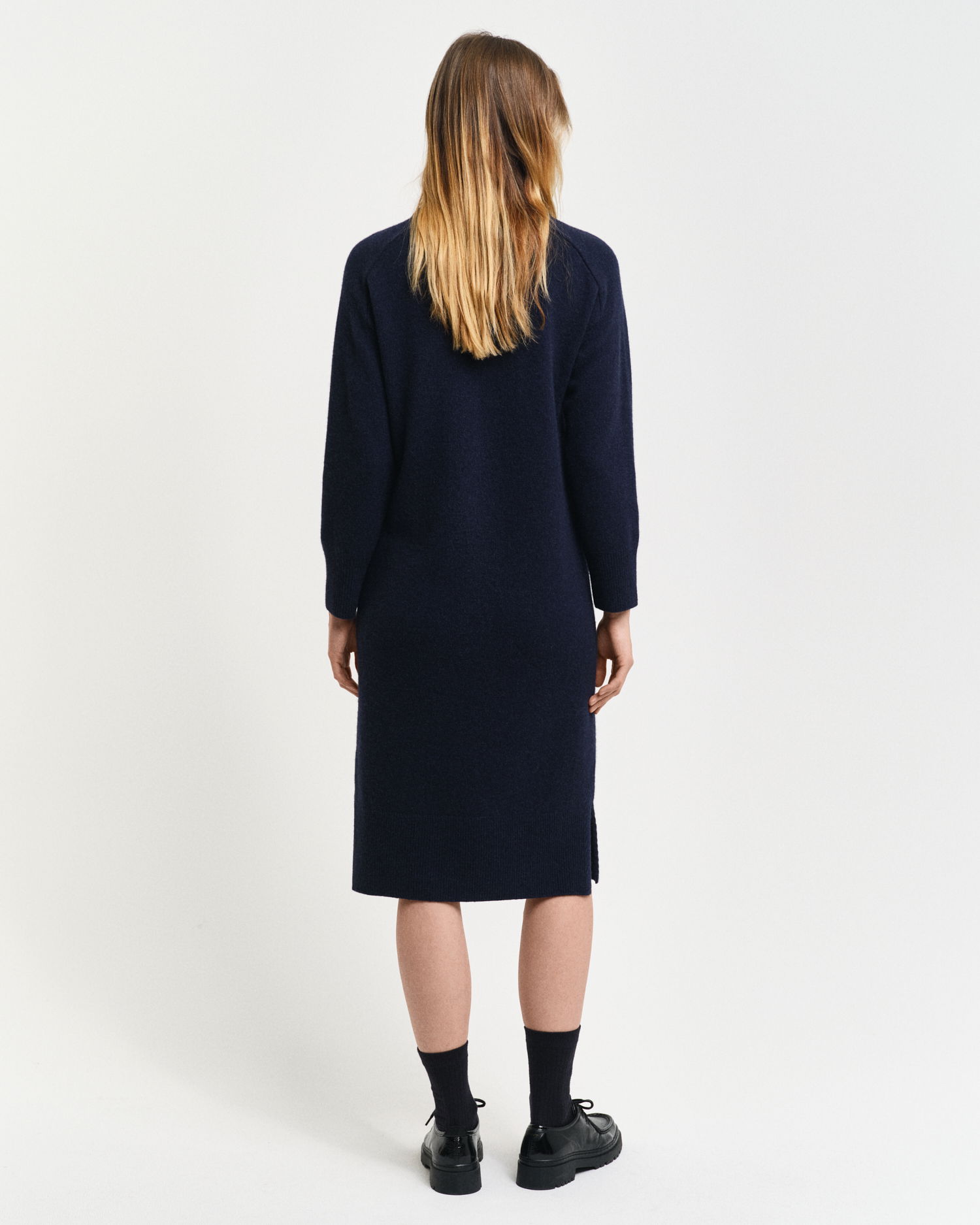 Herringbone Detail Turtleneck Kjole