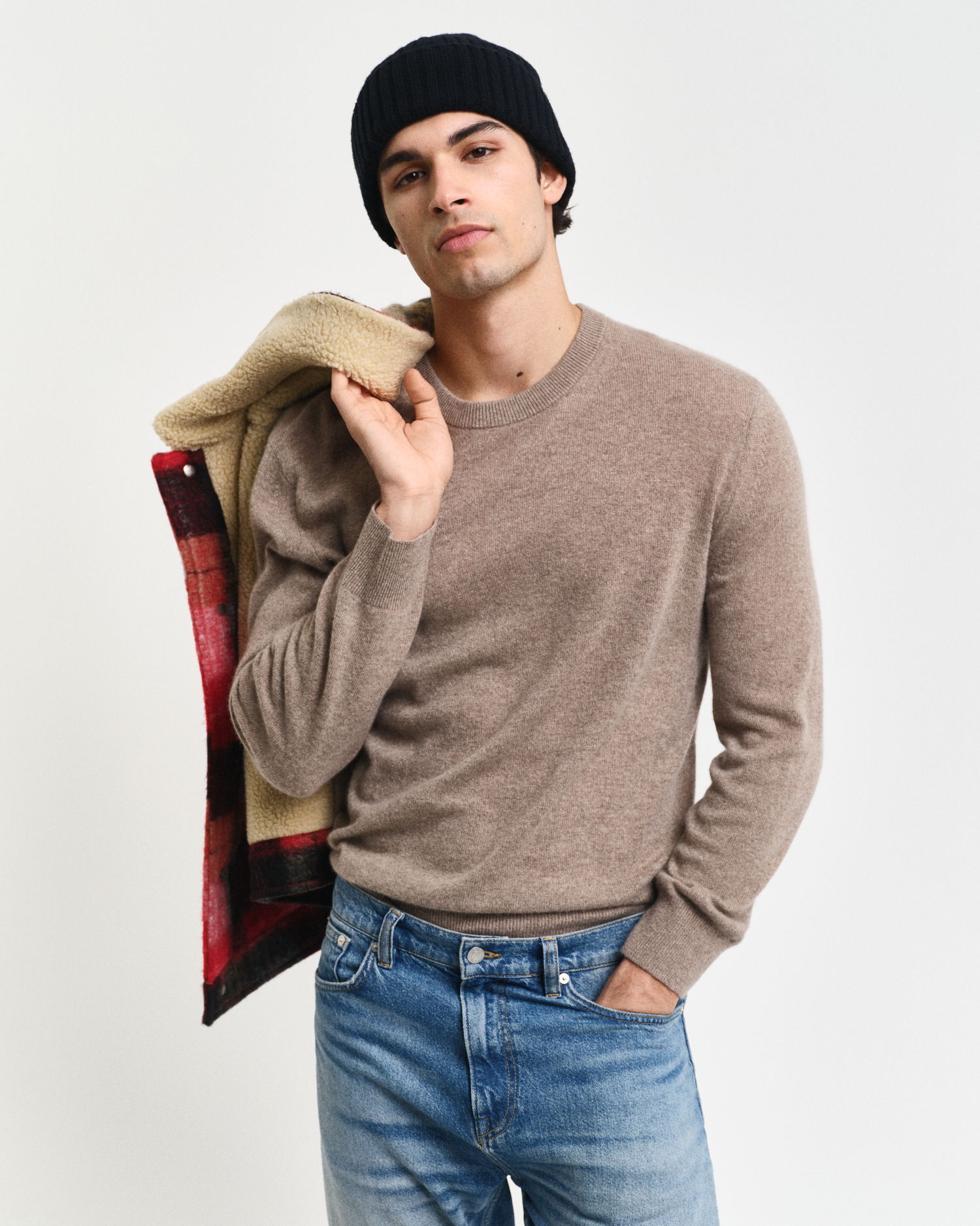 Cashmere genser med rund hals