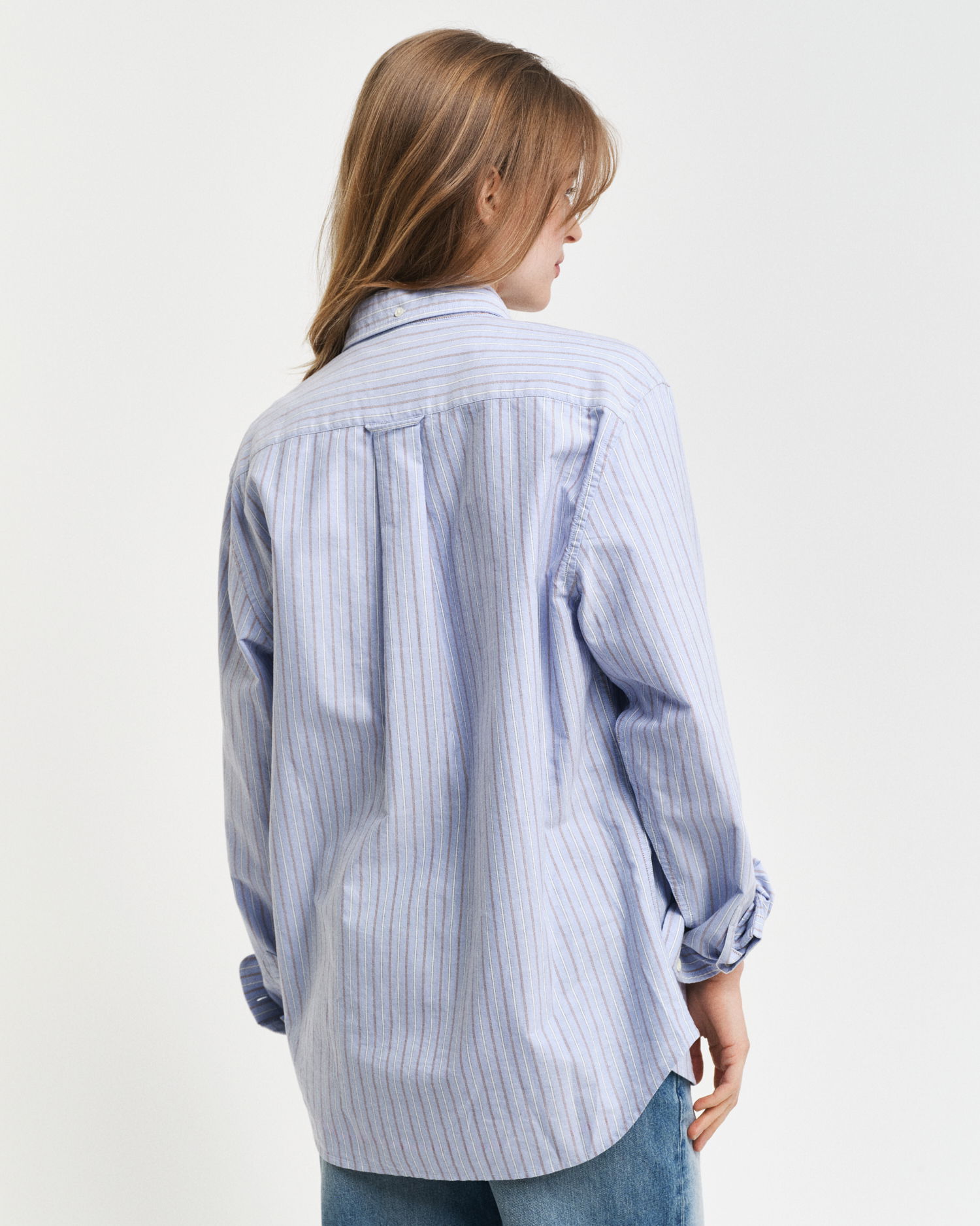 Stripete klassisk Oxford-skjorte med vanlig passform, unisex