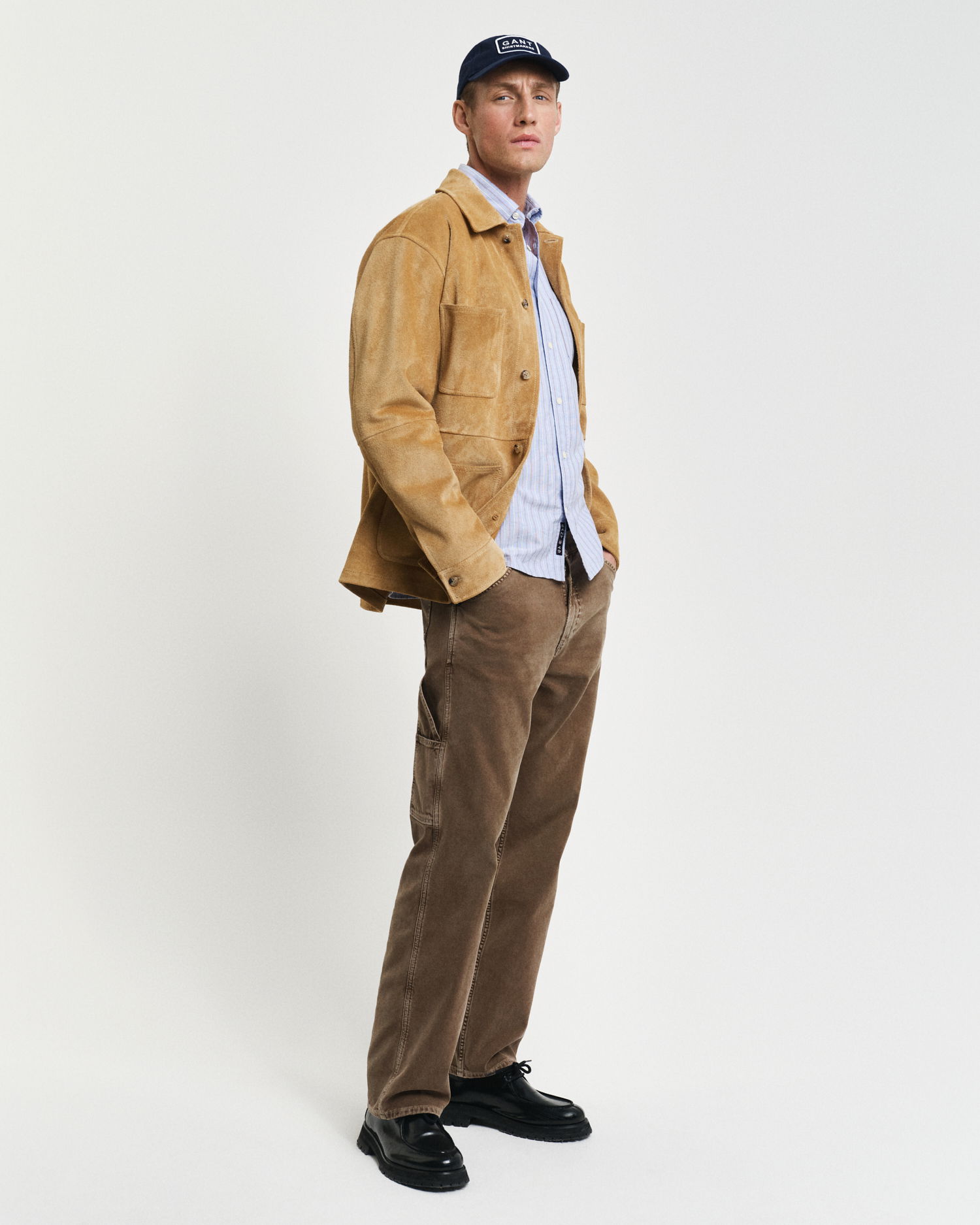 Stripete klassisk Oxford-skjorte med vanlig passform, unisex