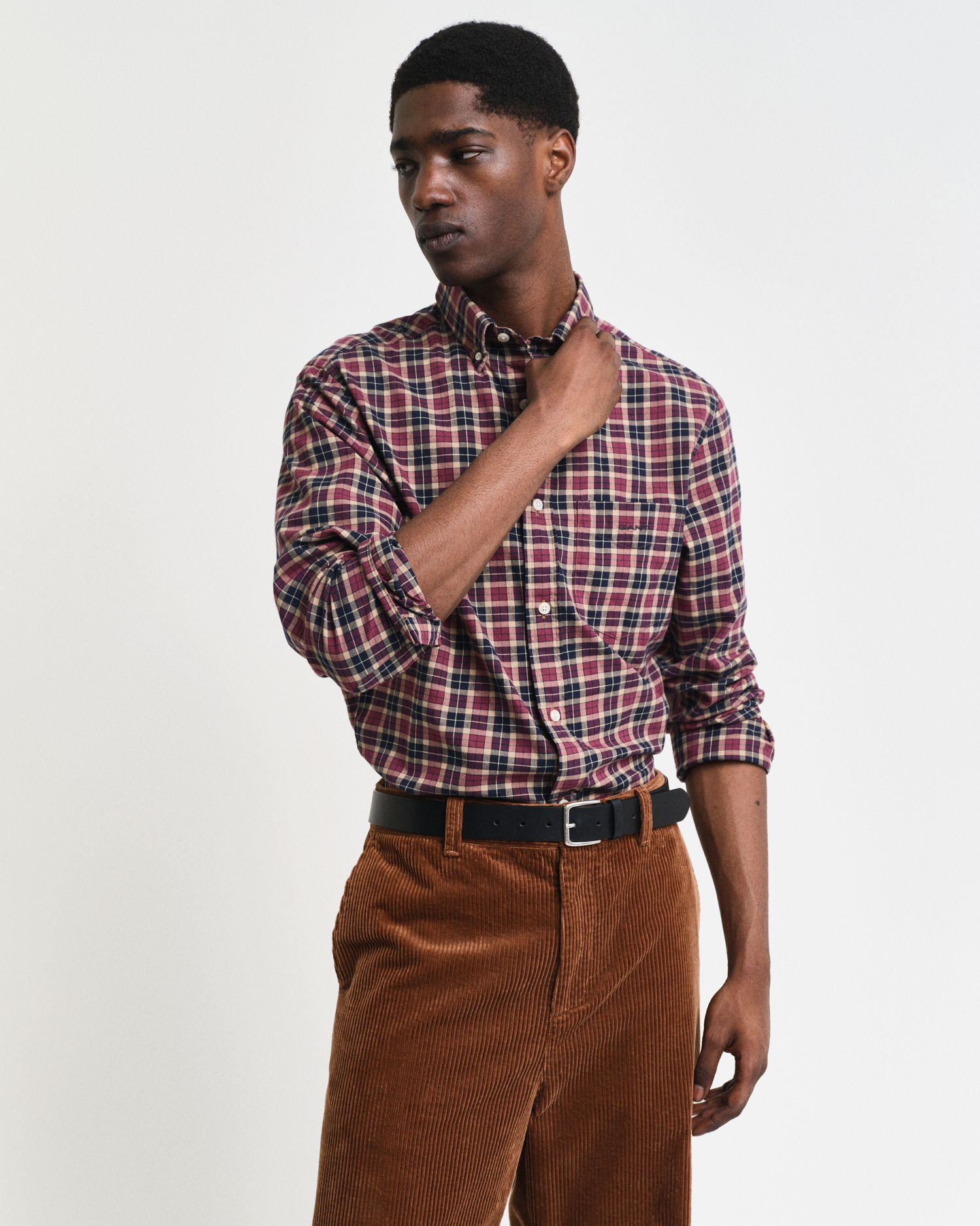 Regular Fit Rutete lett Twill-skjorte