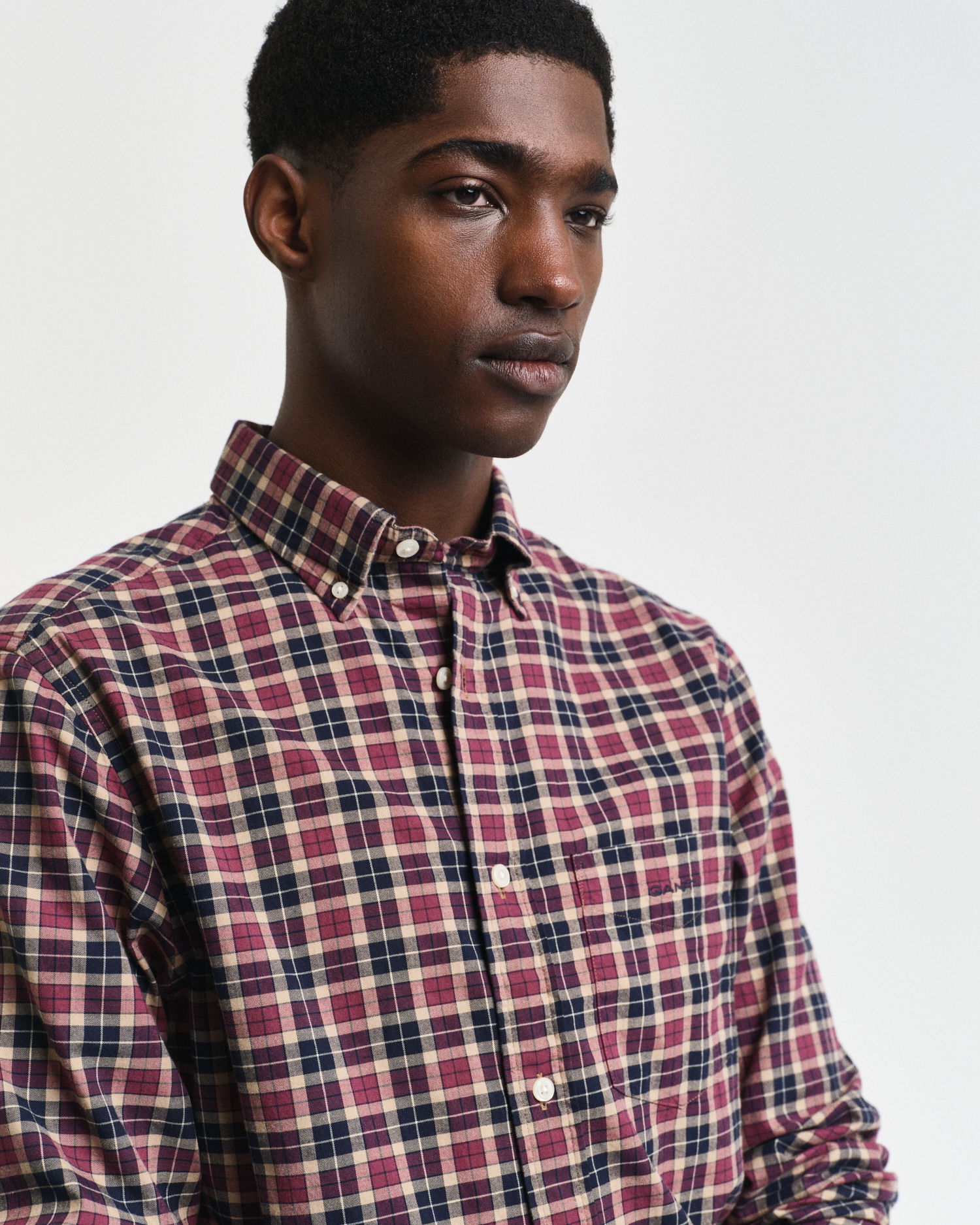 Regular Fit Rutete lett Twill-skjorte