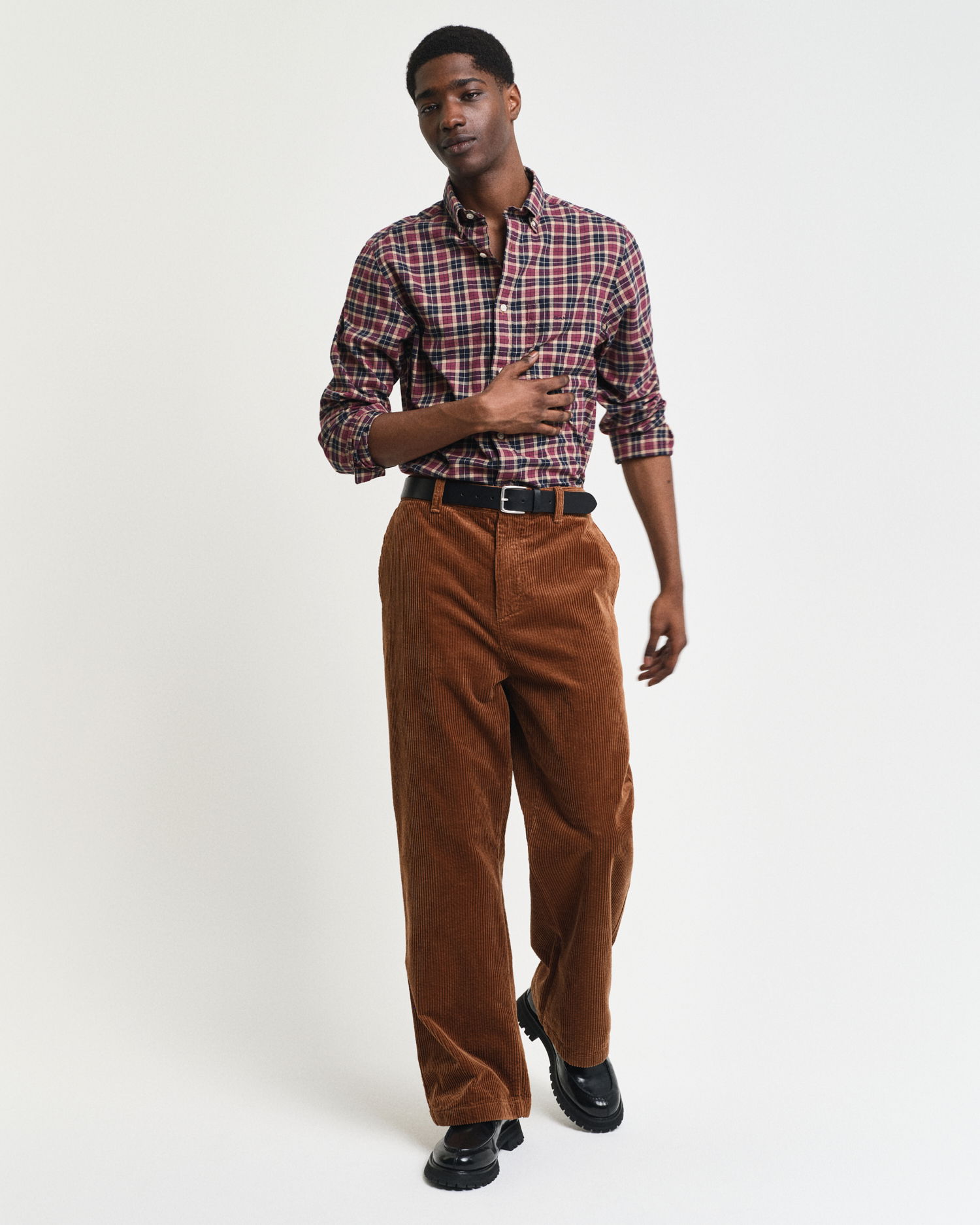 Regular Fit Rutete lett Twill-skjorte