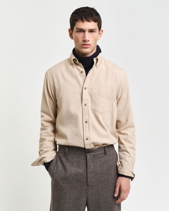 Regular Fit Flanell Herringbone Shirt