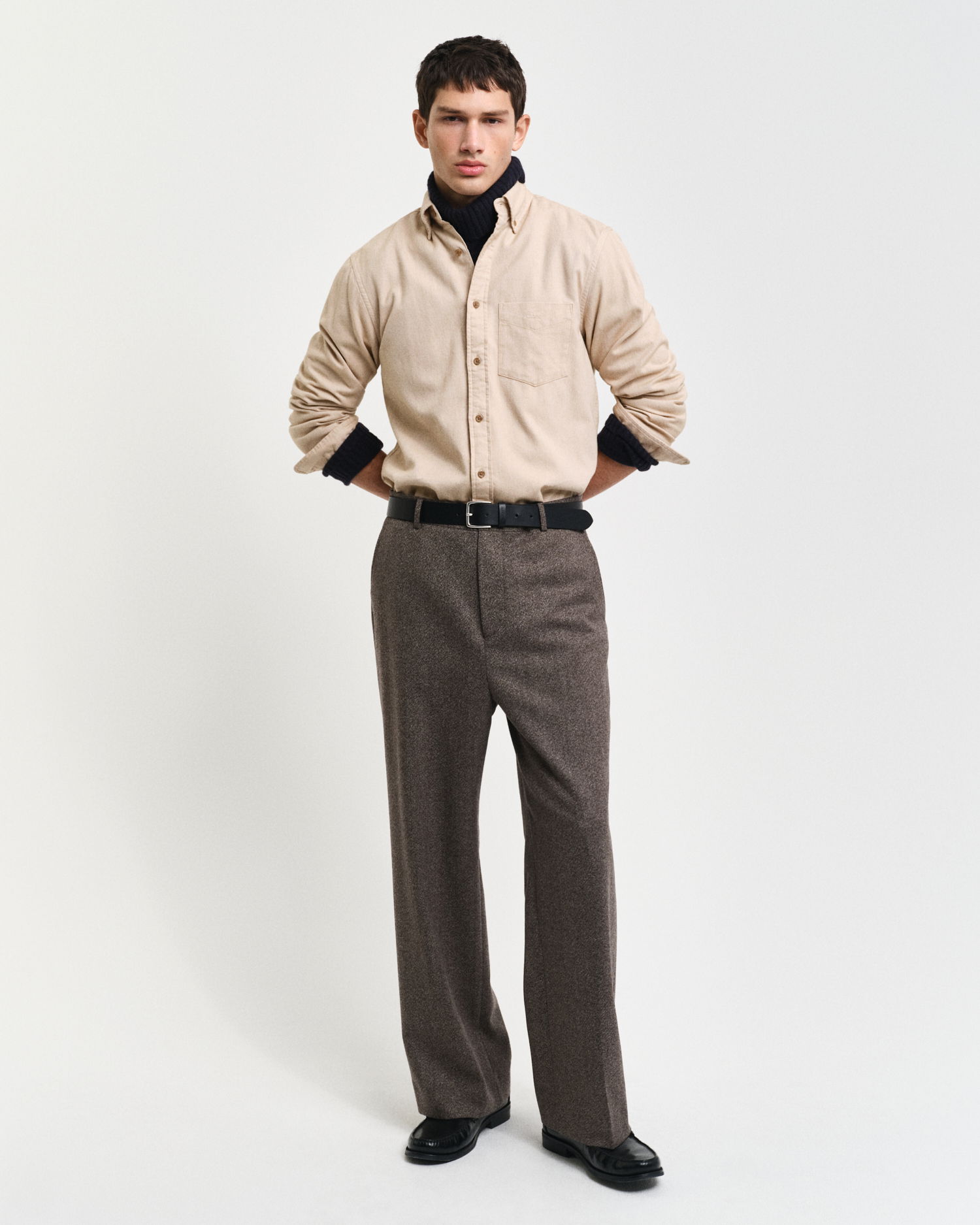 Regular Fit Flanell Herringbone Shirt