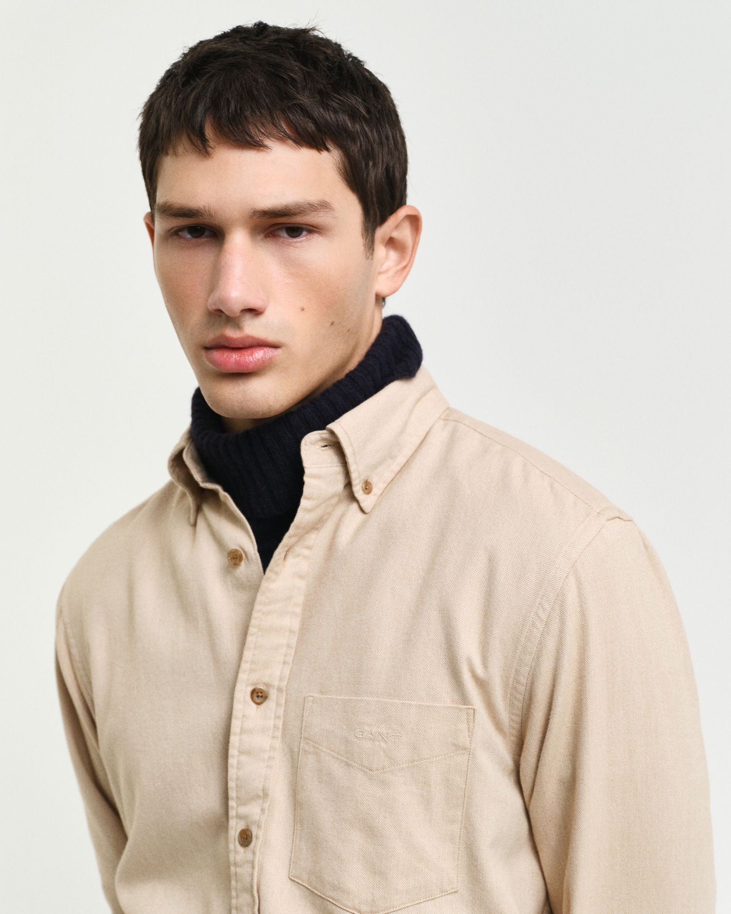 Regular Fit Flanell Herringbone Shirt