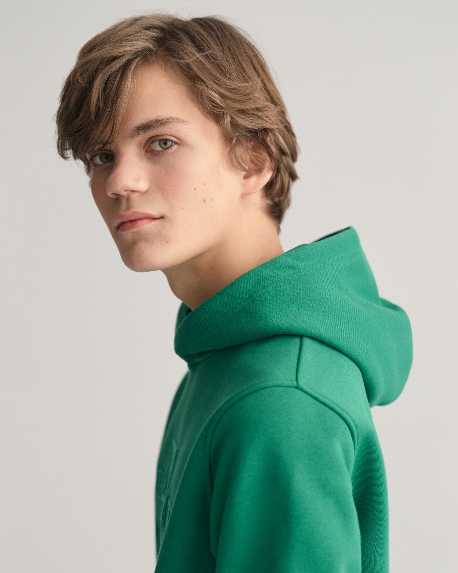 Teens hettegenser med ensfarget logo
