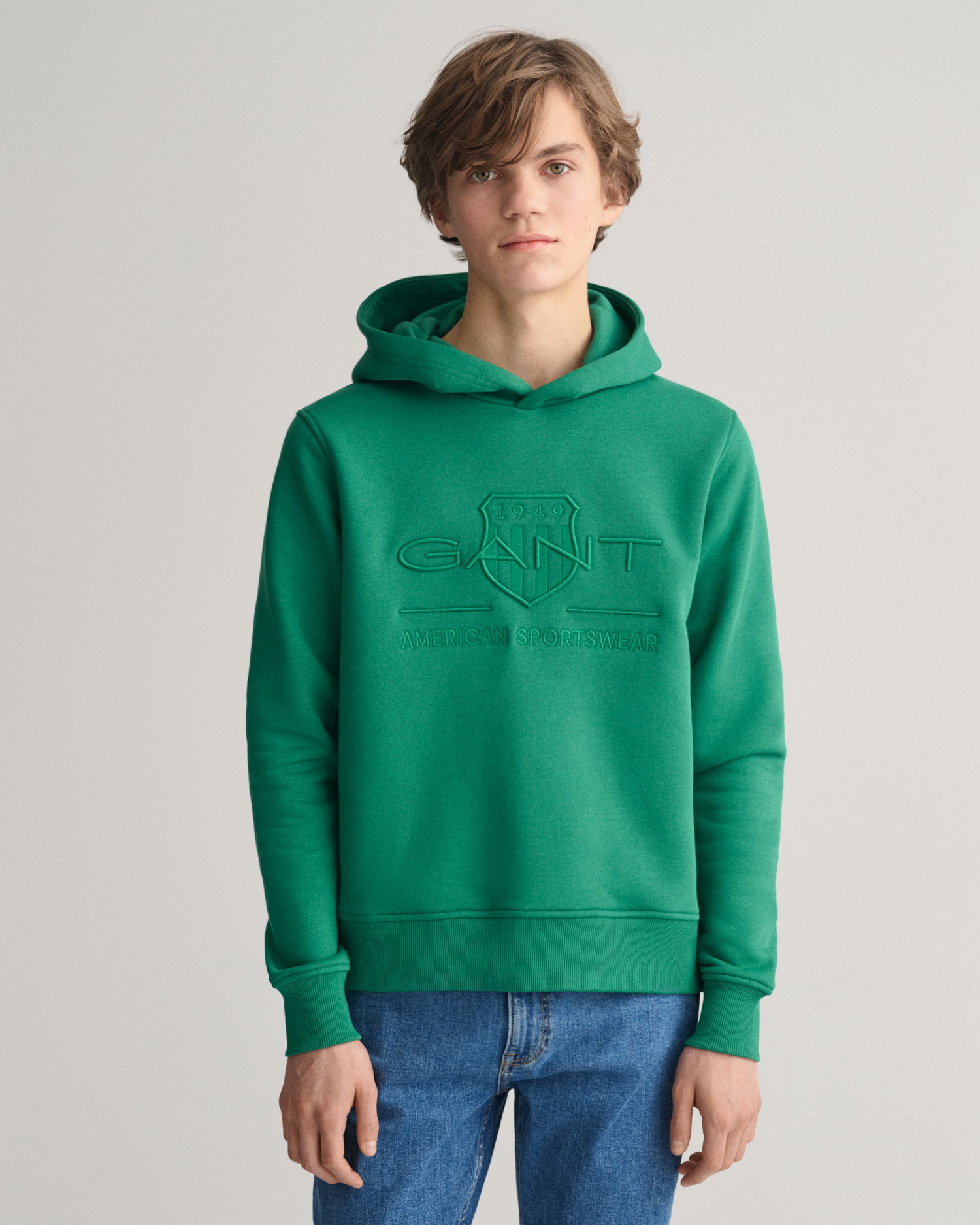 Teens hettegenser med ensfarget logo