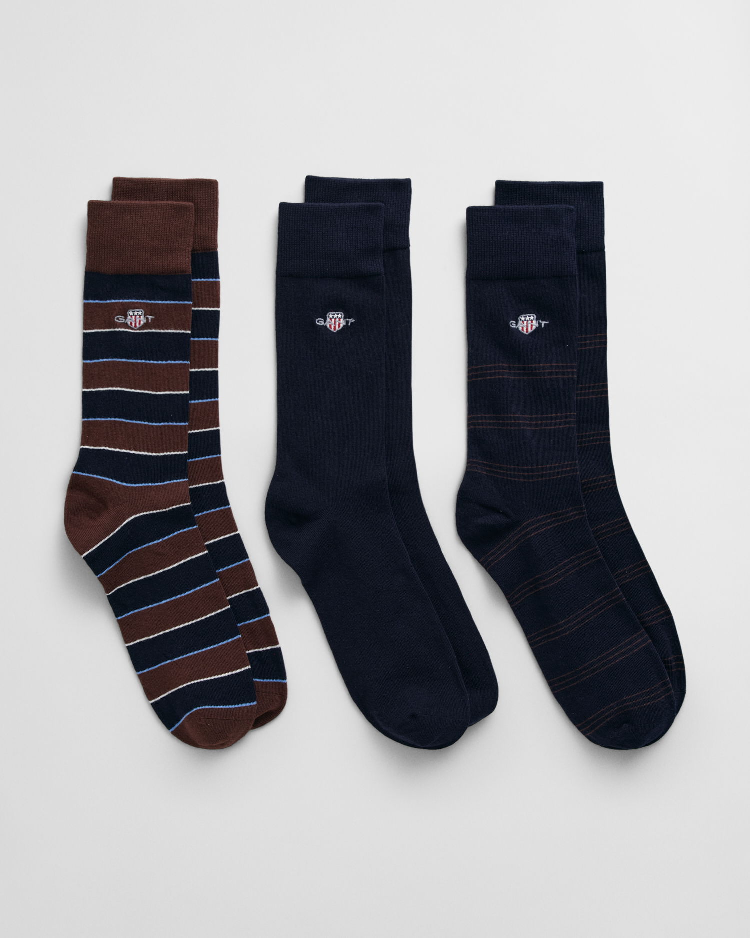 3-Pack shield tie stripe sokker i gaveeske