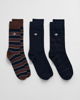 3-Pack shield tie stripe sokker i gaveeske