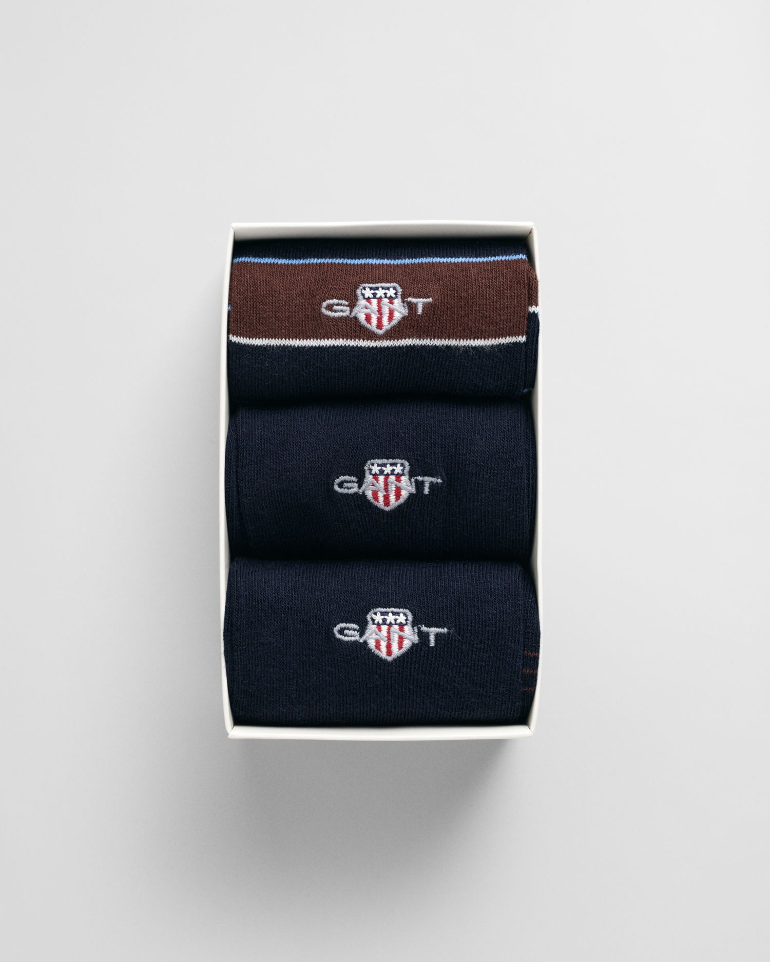 3-Pack shield tie stripe sokker i gaveeske