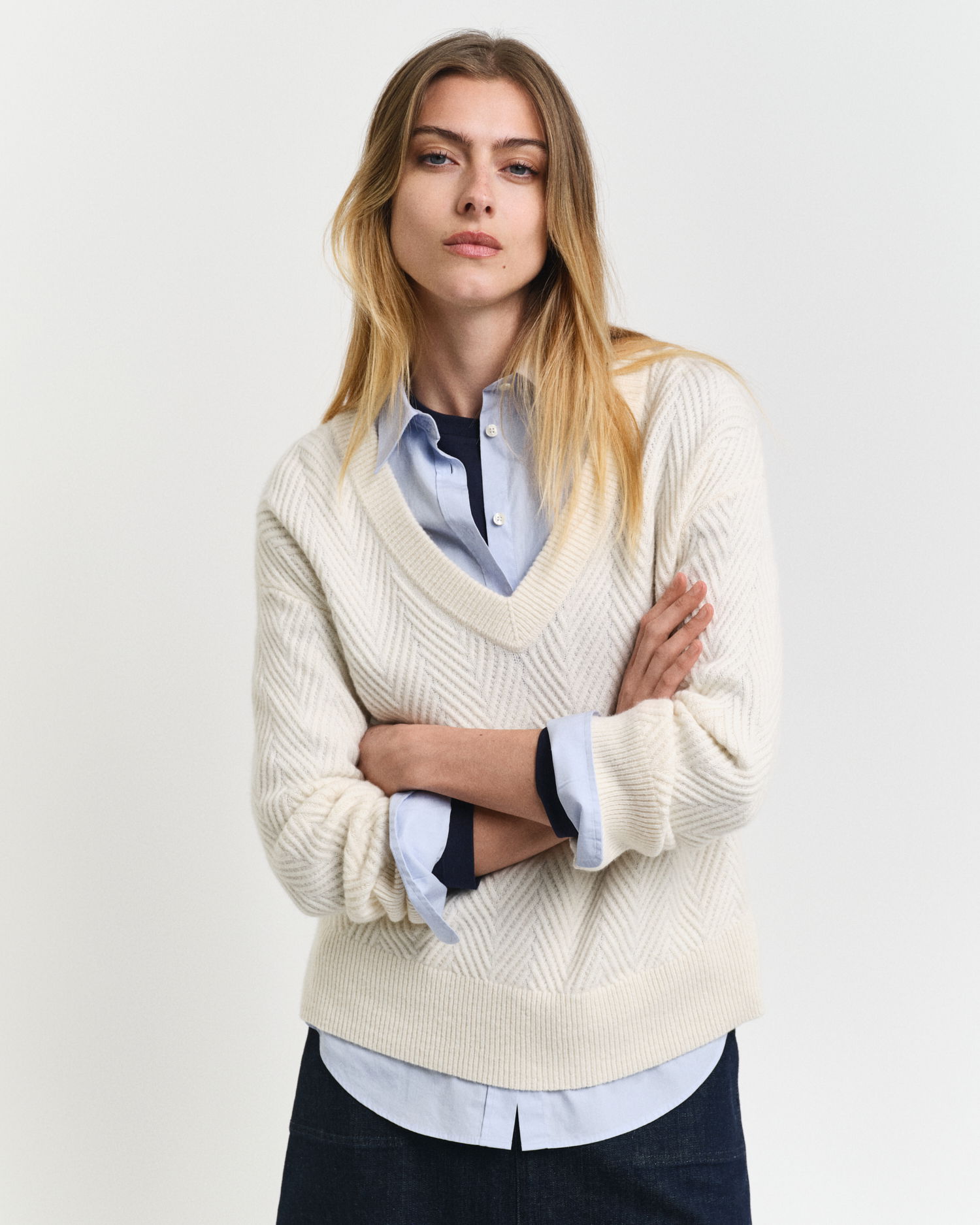 Herringbone V-hals genser