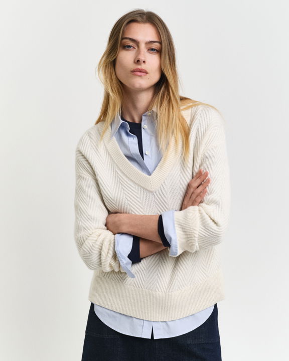 Herringbone V-hals genser