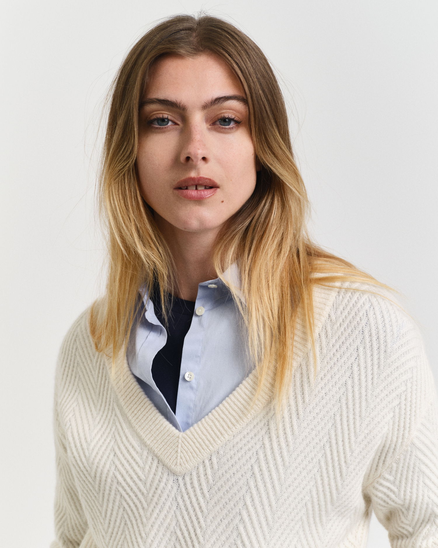 Herringbone V-hals genser