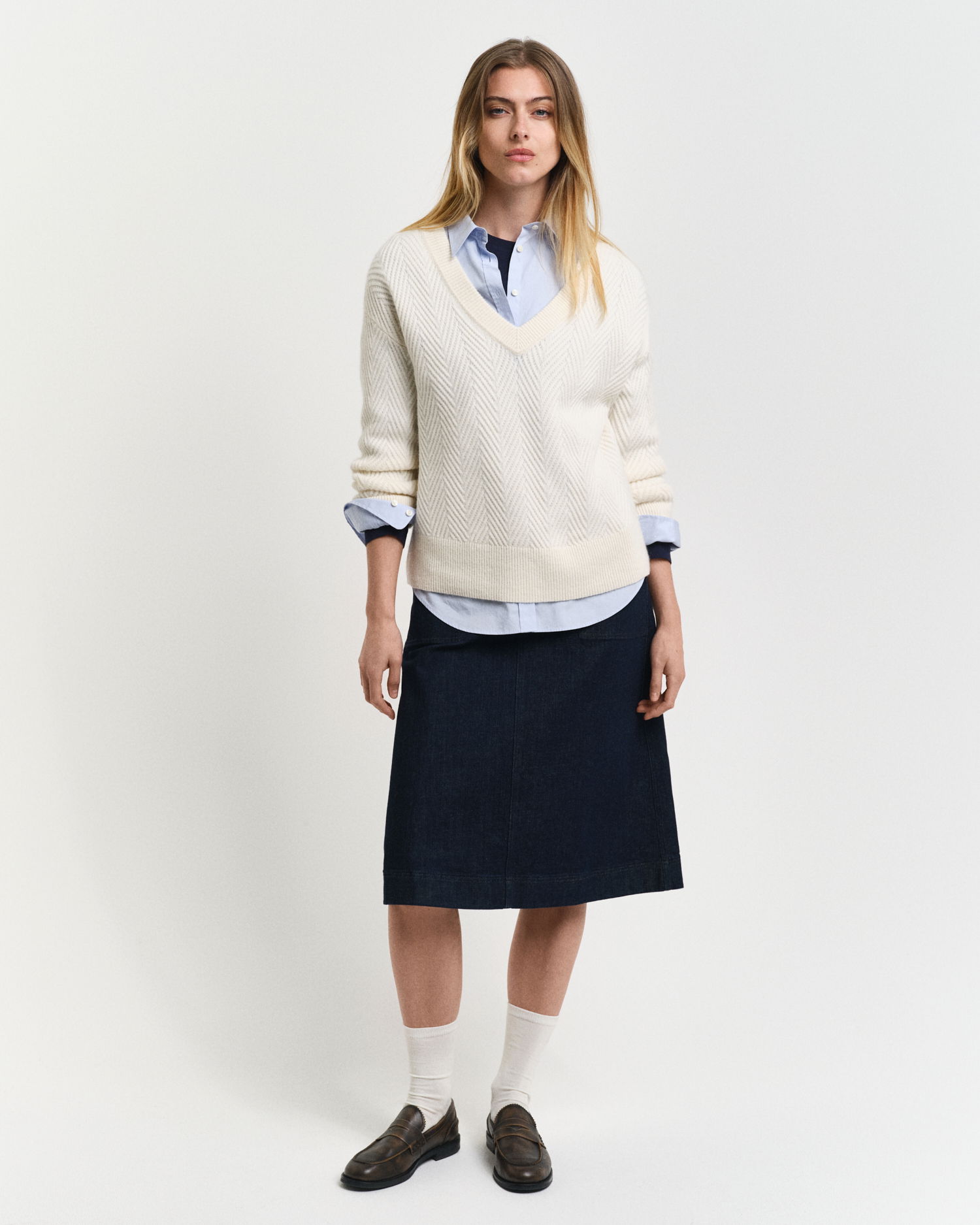 Herringbone V-hals genser