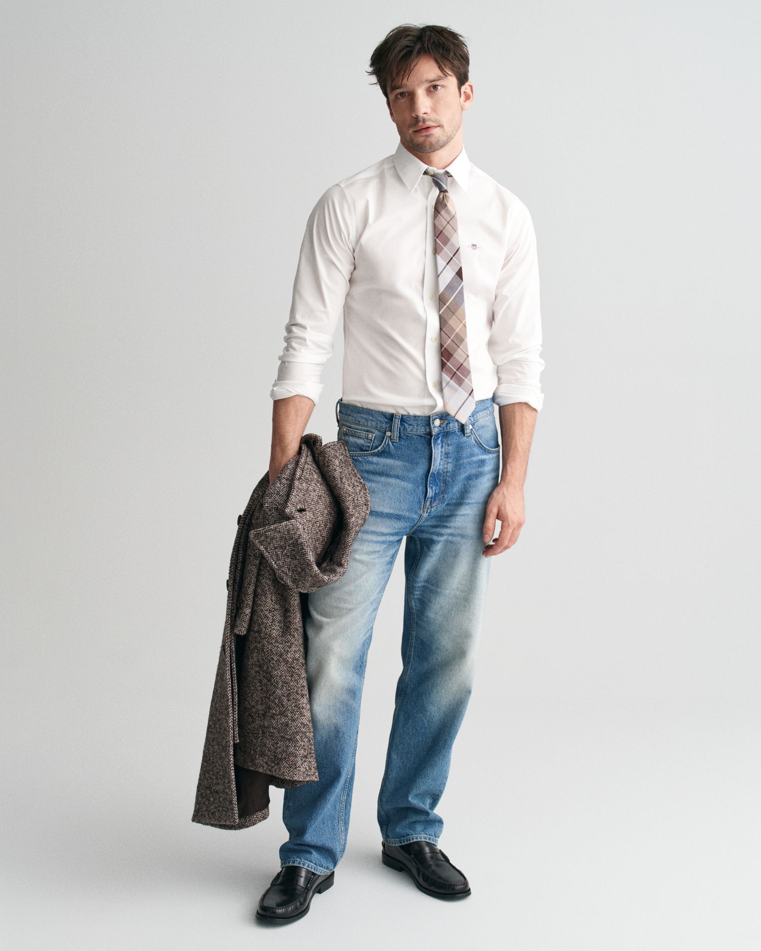 Slim fit poplin skjorte med stretch