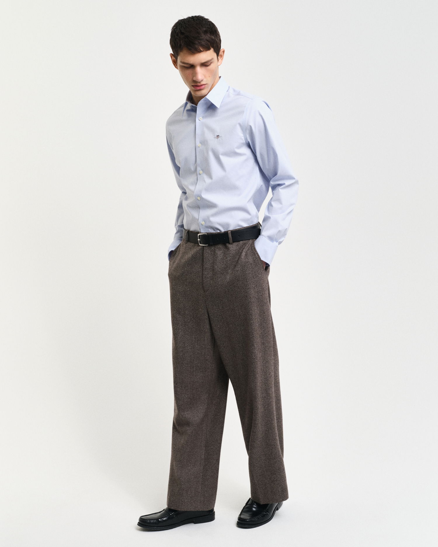 Slim fit poplin skjorte med stretch