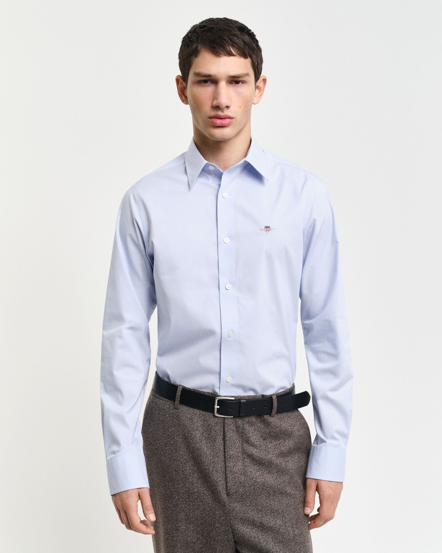 Slim fit poplin skjorte med stretch