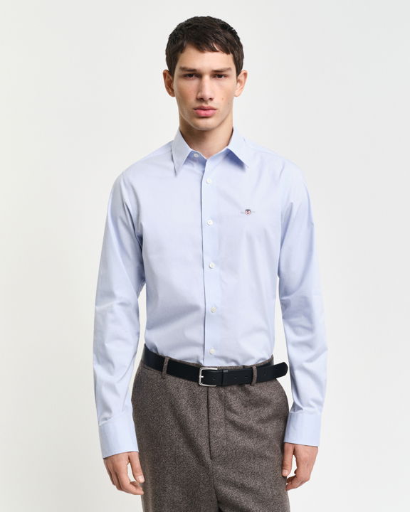 Slim fit poplin skjorte med stretch