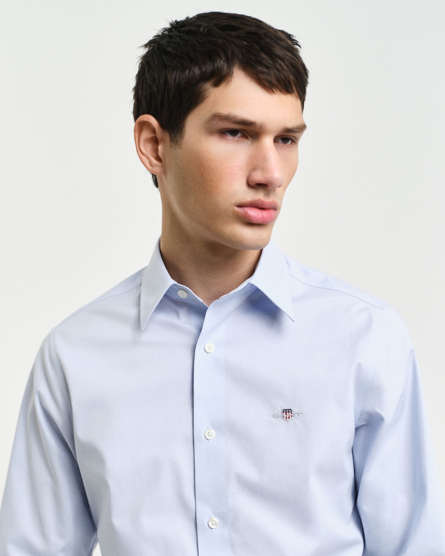Slim fit poplin skjorte med stretch