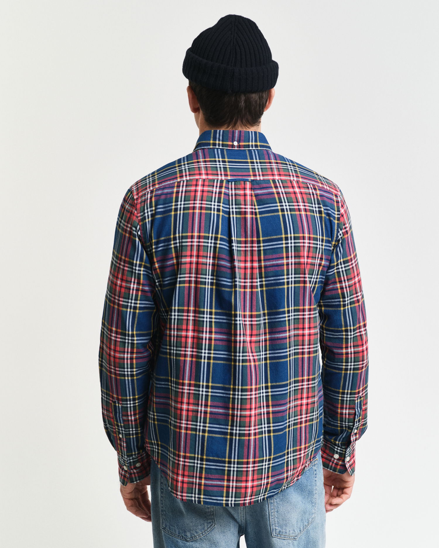 Rutete indigoskjorte, regular fit