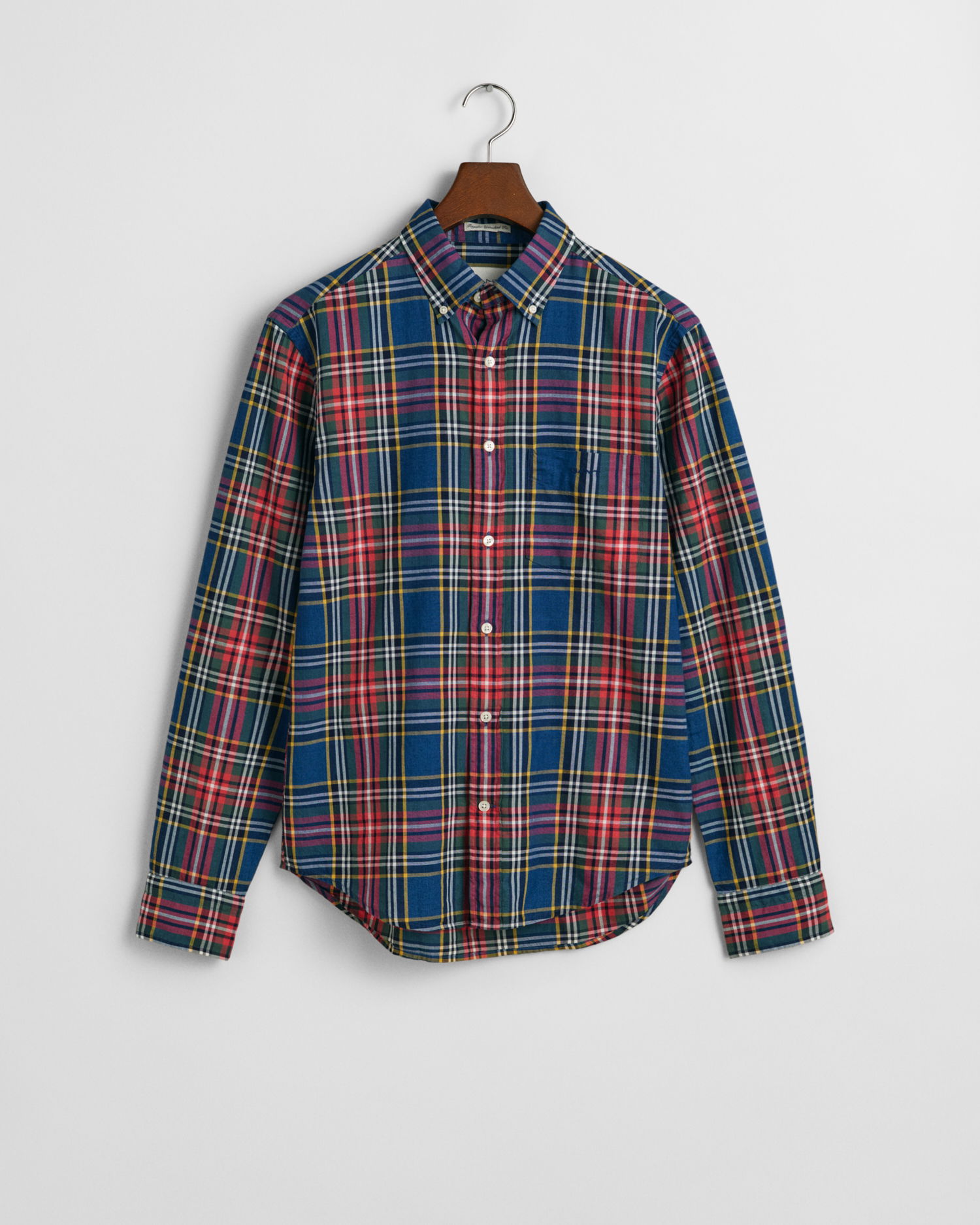 Rutete indigoskjorte, regular fit