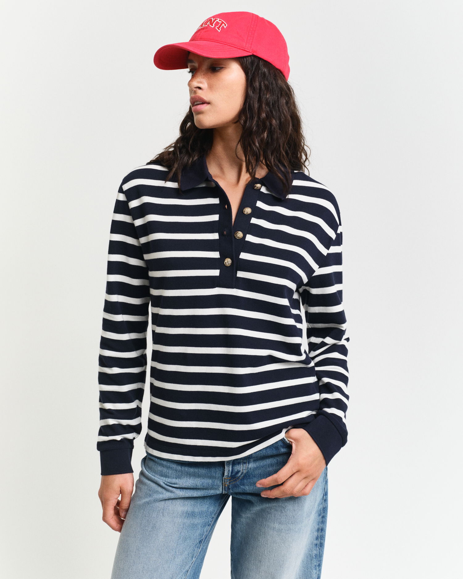 Breton stripete langermet piképoloskjorte