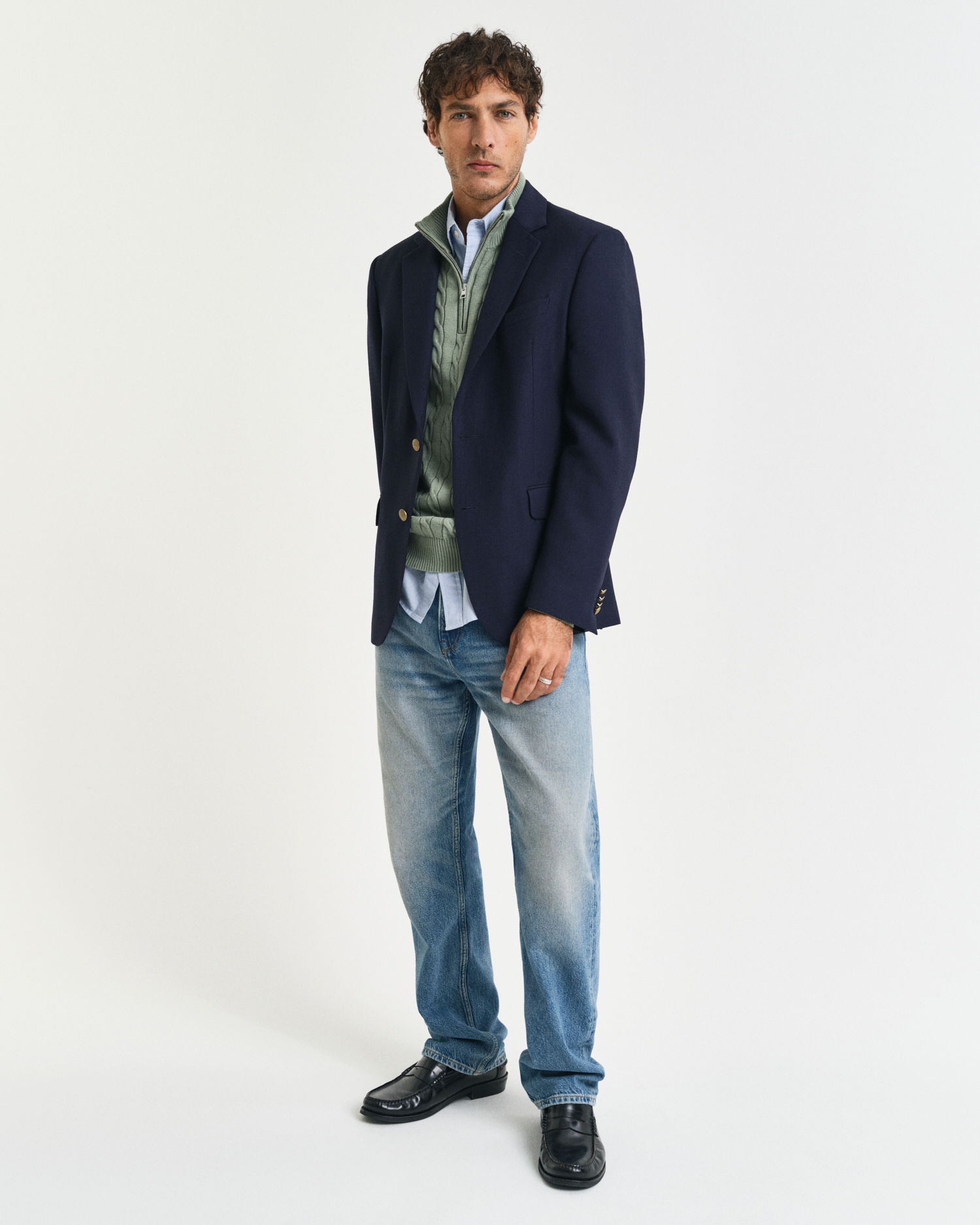 Kabelstrikket genser med half-zip