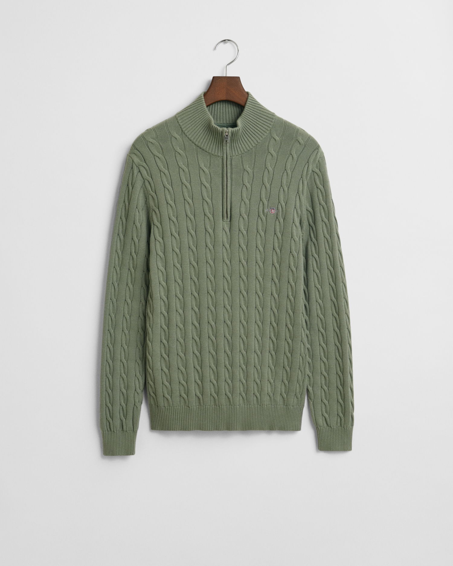 Kabelstrikket genser med half-zip