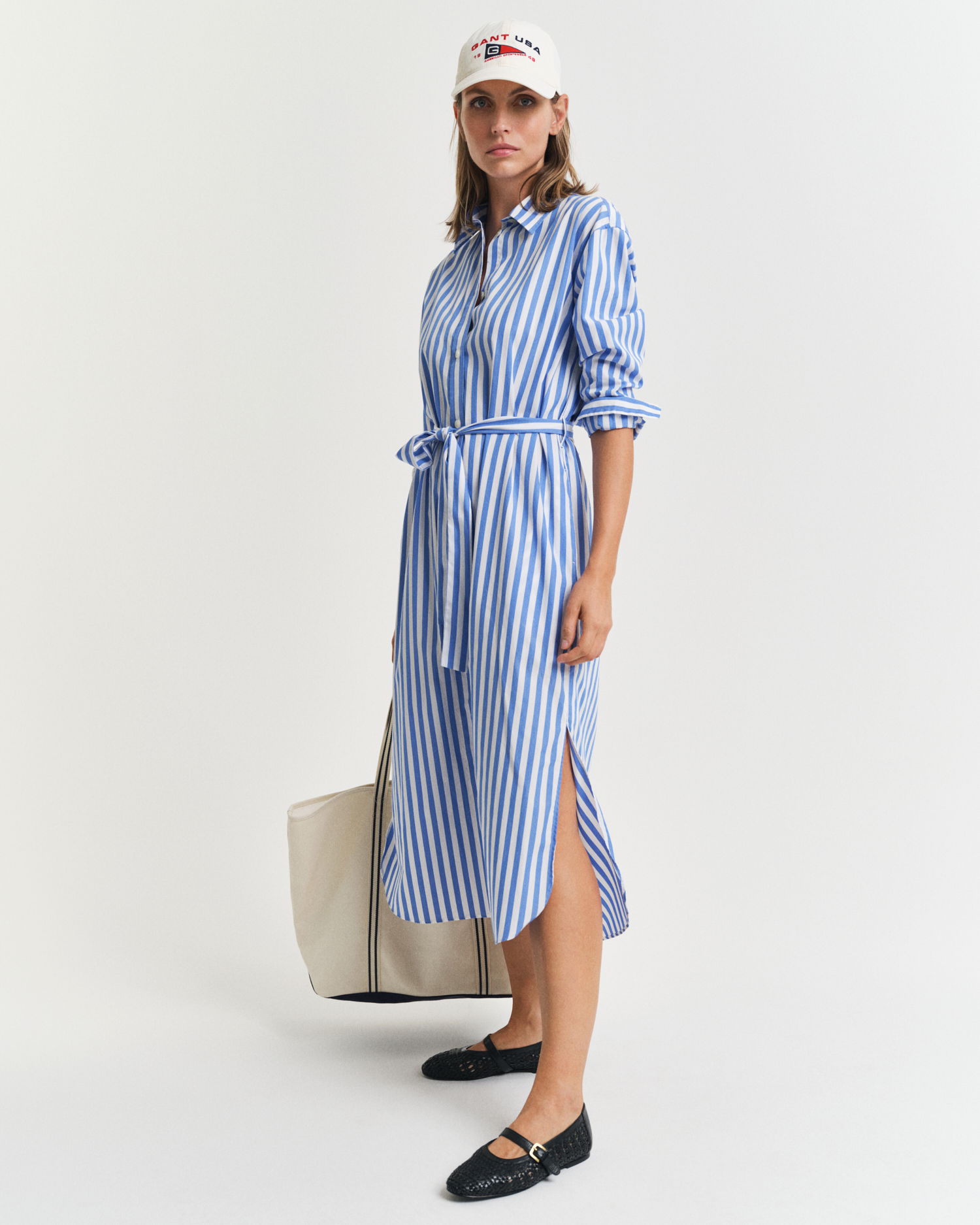 Stripet Poplin skjortekjole