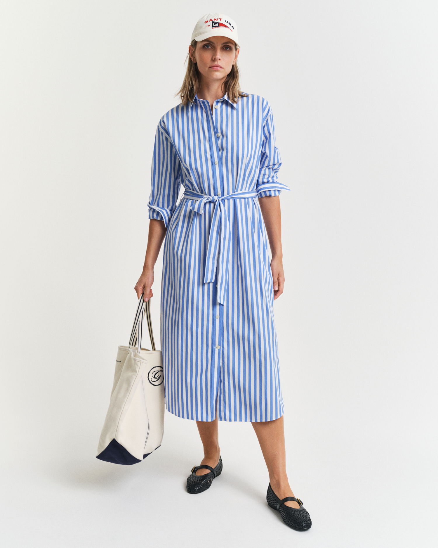 Stripet Poplin skjortekjole