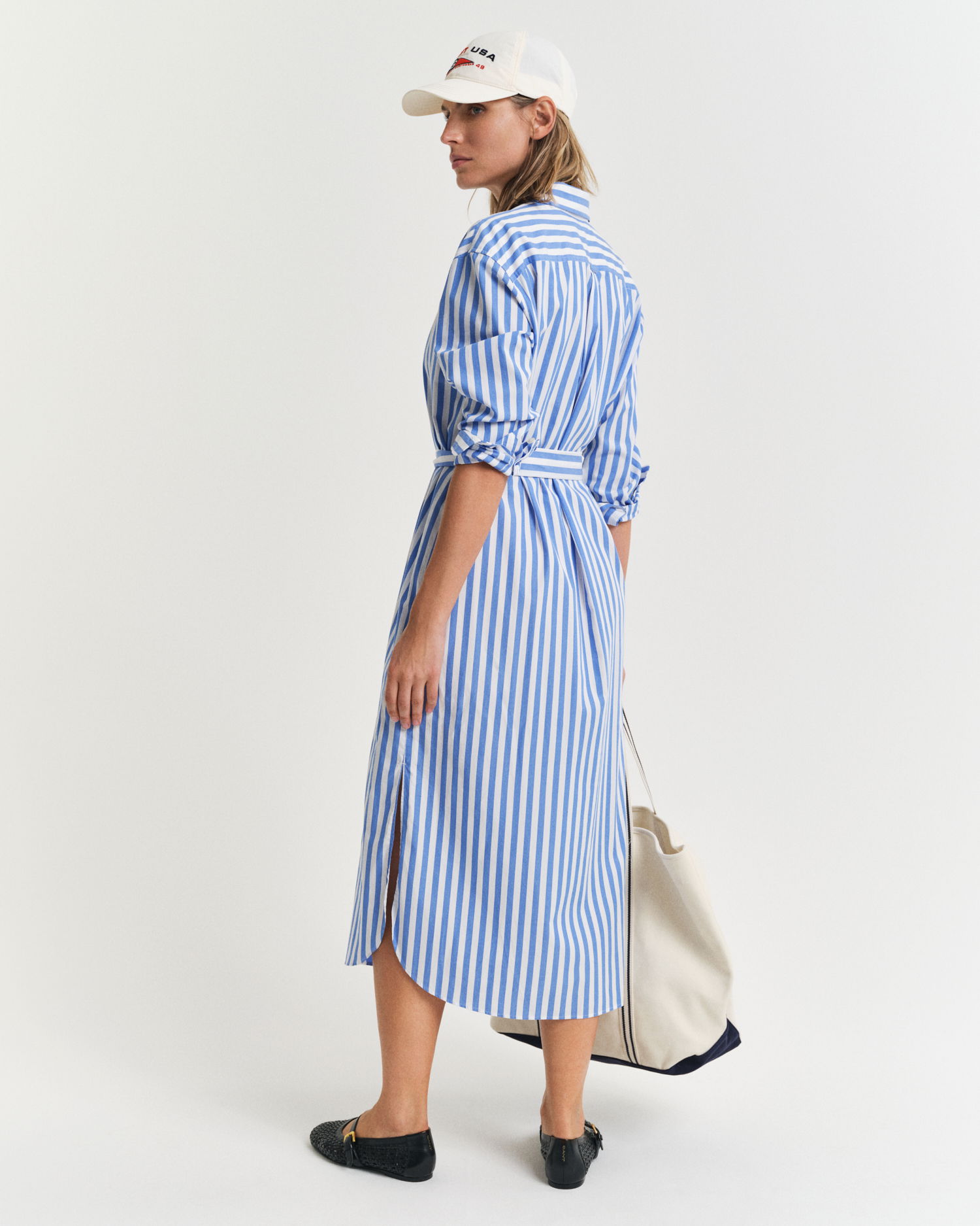 Stripet Poplin skjortekjole