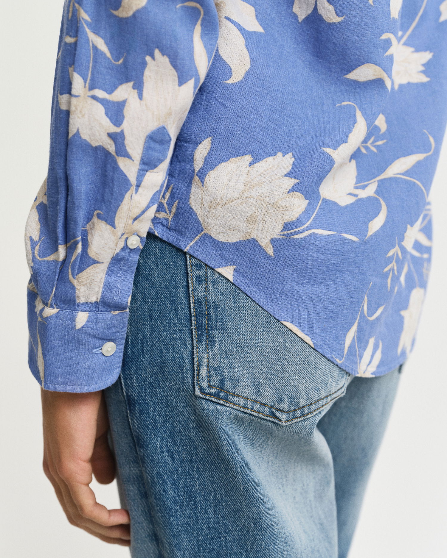 Regular Fit Linskjorte med blomstertrykk
