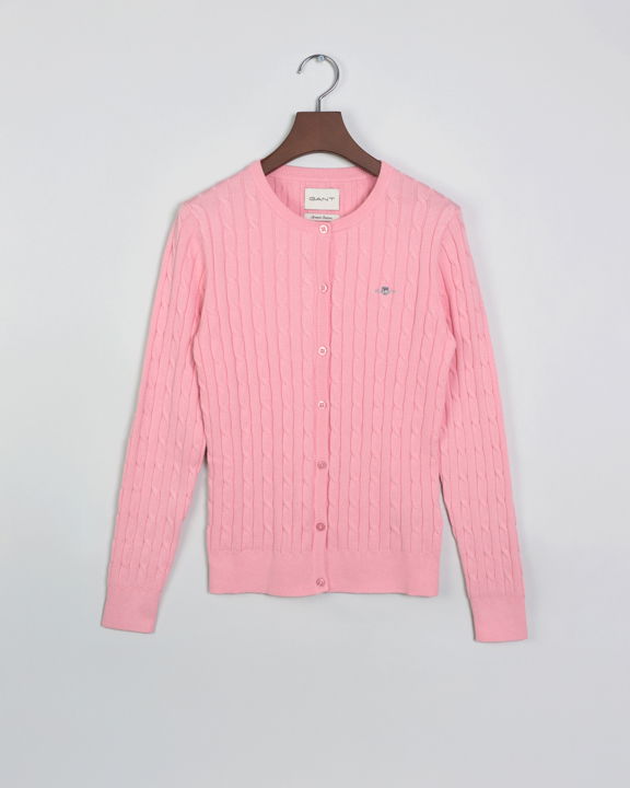 Bomullskabelstrikket cardigan med stretch