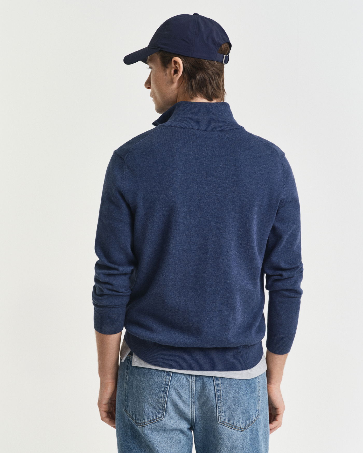 Klassisk bomullsgenser med half-zip