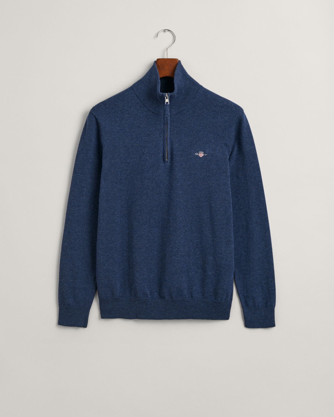 Klassisk bomullsgenser med half-zip