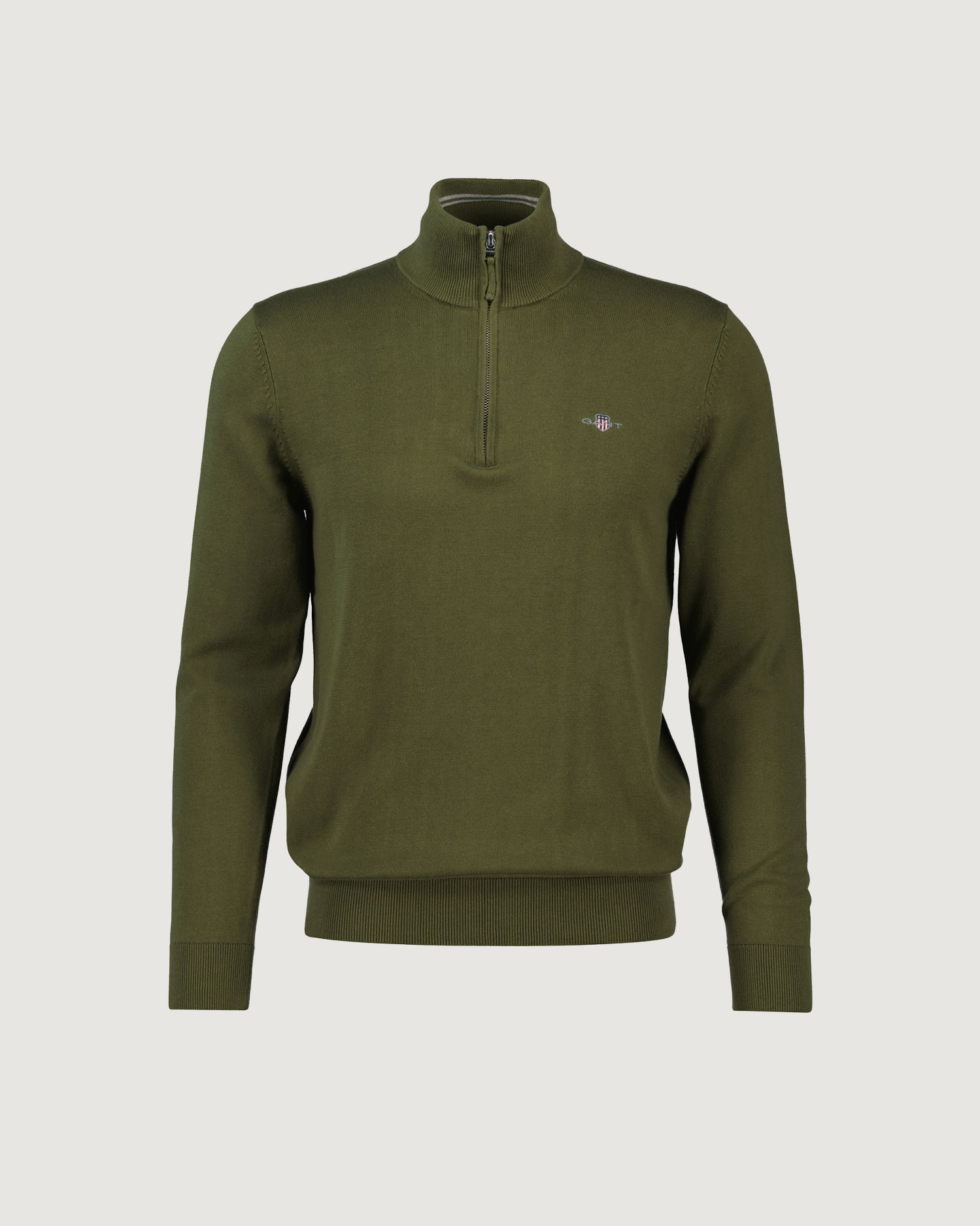 Klassisk bomullsgenser med half-zip